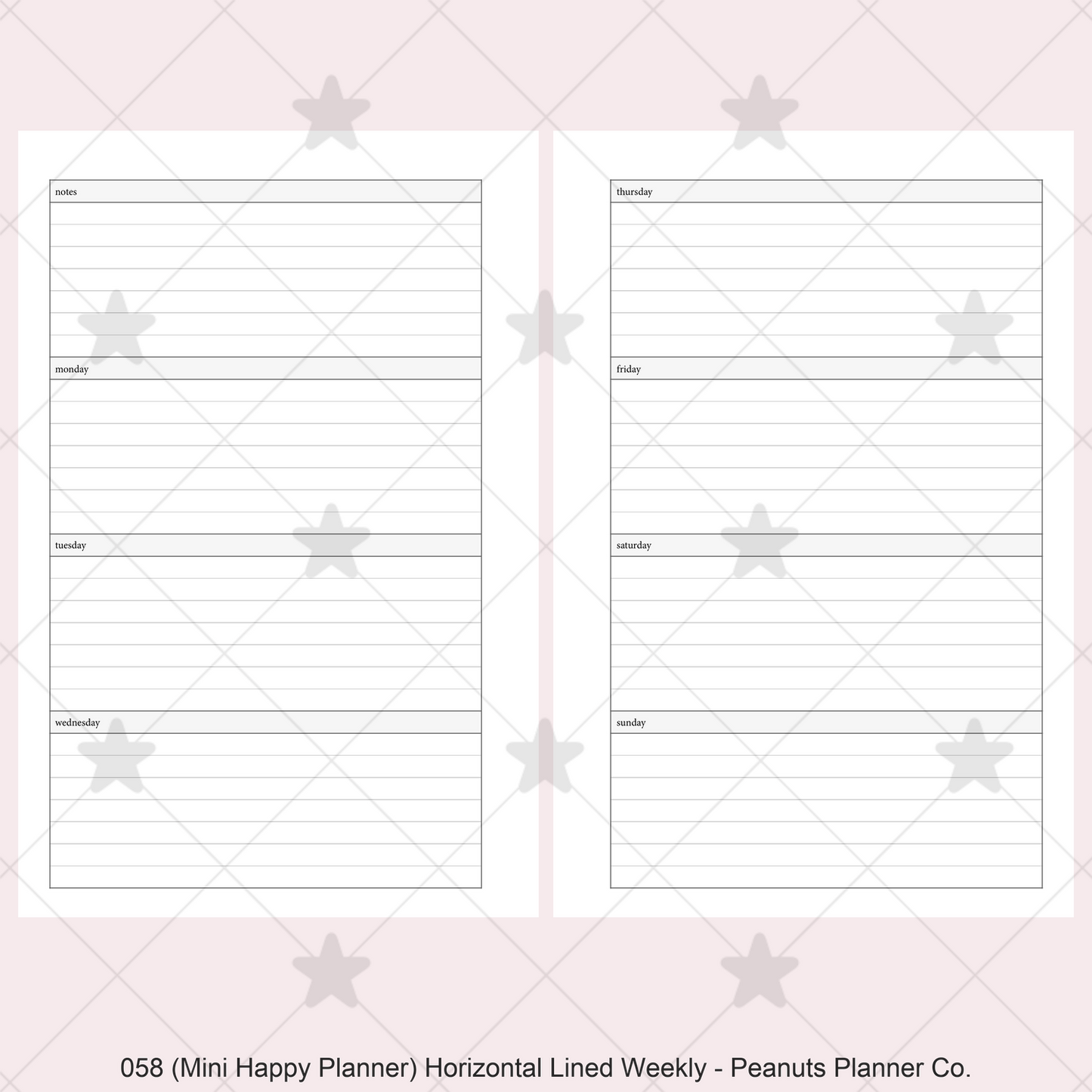 058: Horizontal Lined Weekly Wo2P