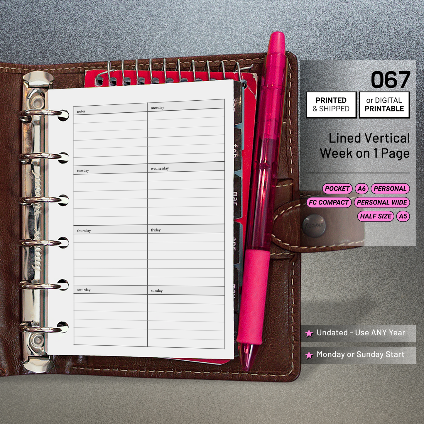 067: Vertical Lined Weekly Wo1P