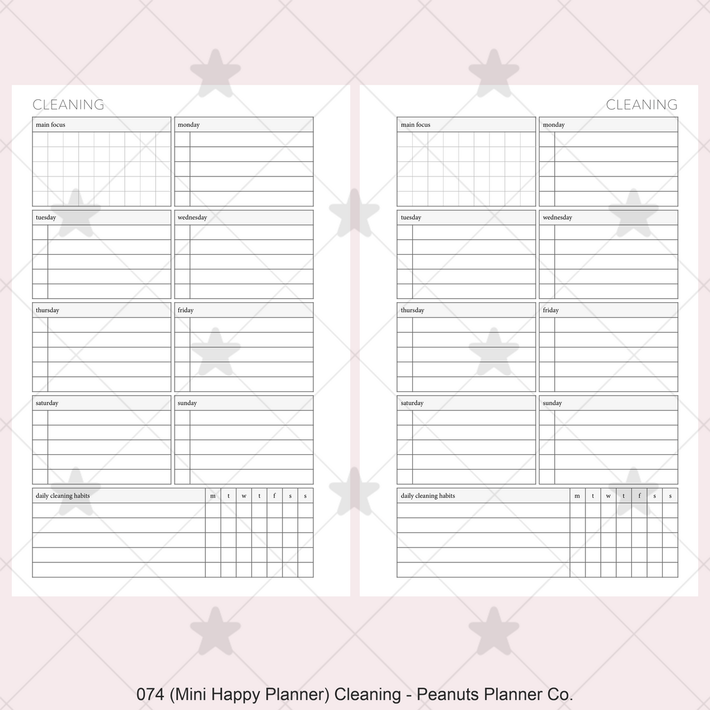 074: Weekly Cleaning Plan w/ Tracker