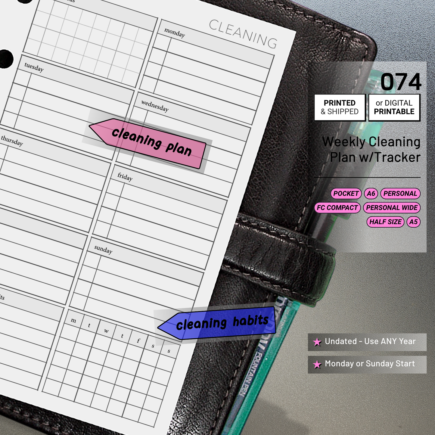 074: Weekly Cleaning Plan w/ Tracker