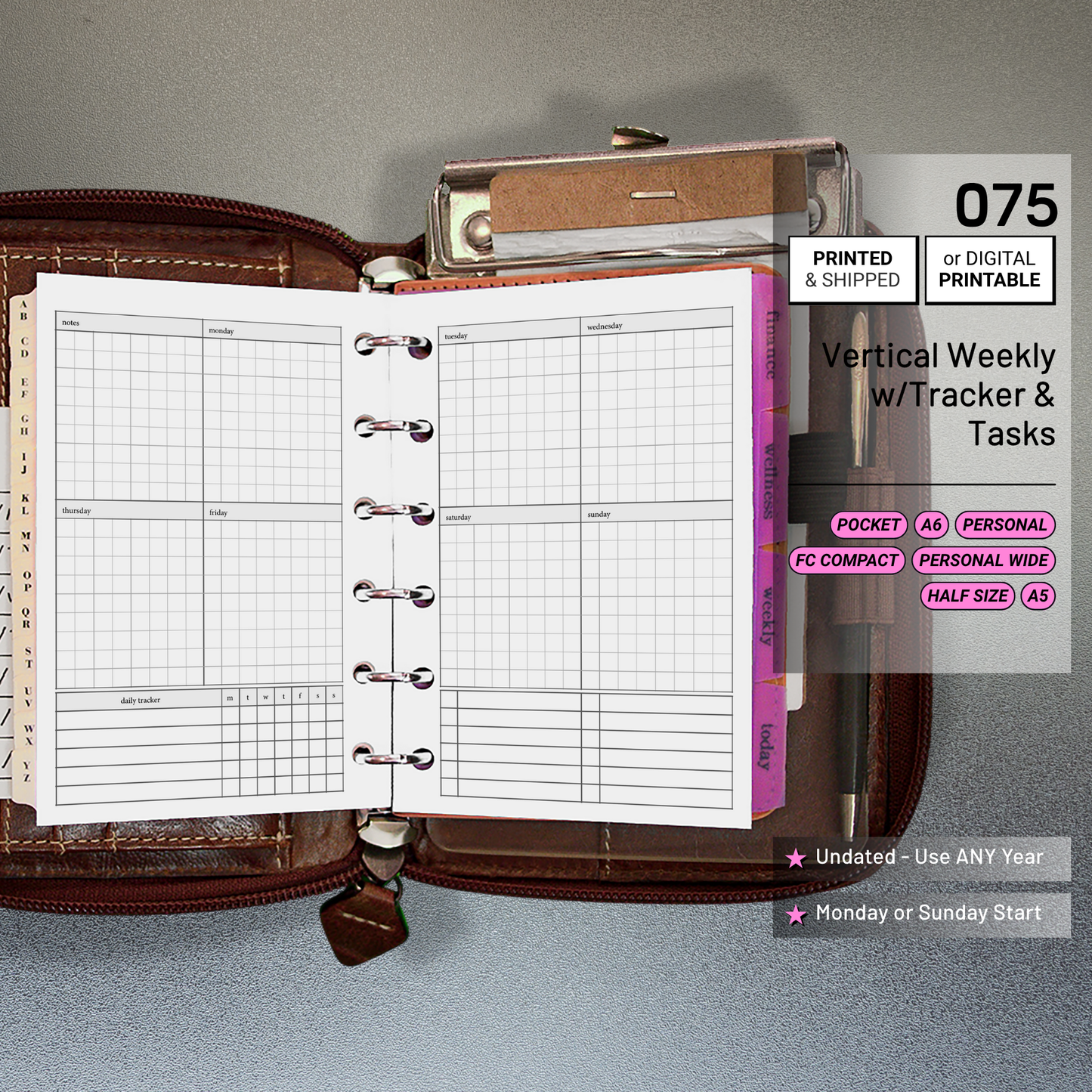 075: Vertical Weekly w/ Tracker & Tasks Wo2P