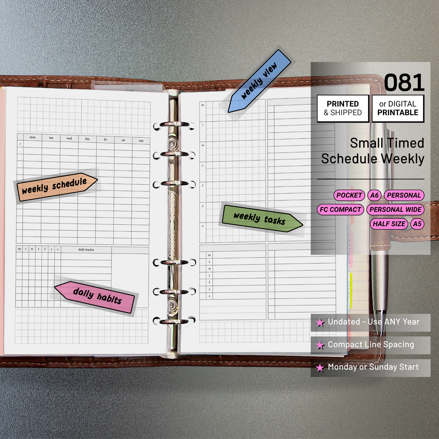 081: Small Timed Scheduled Weekly w/ Categories & Tracker Wo2P