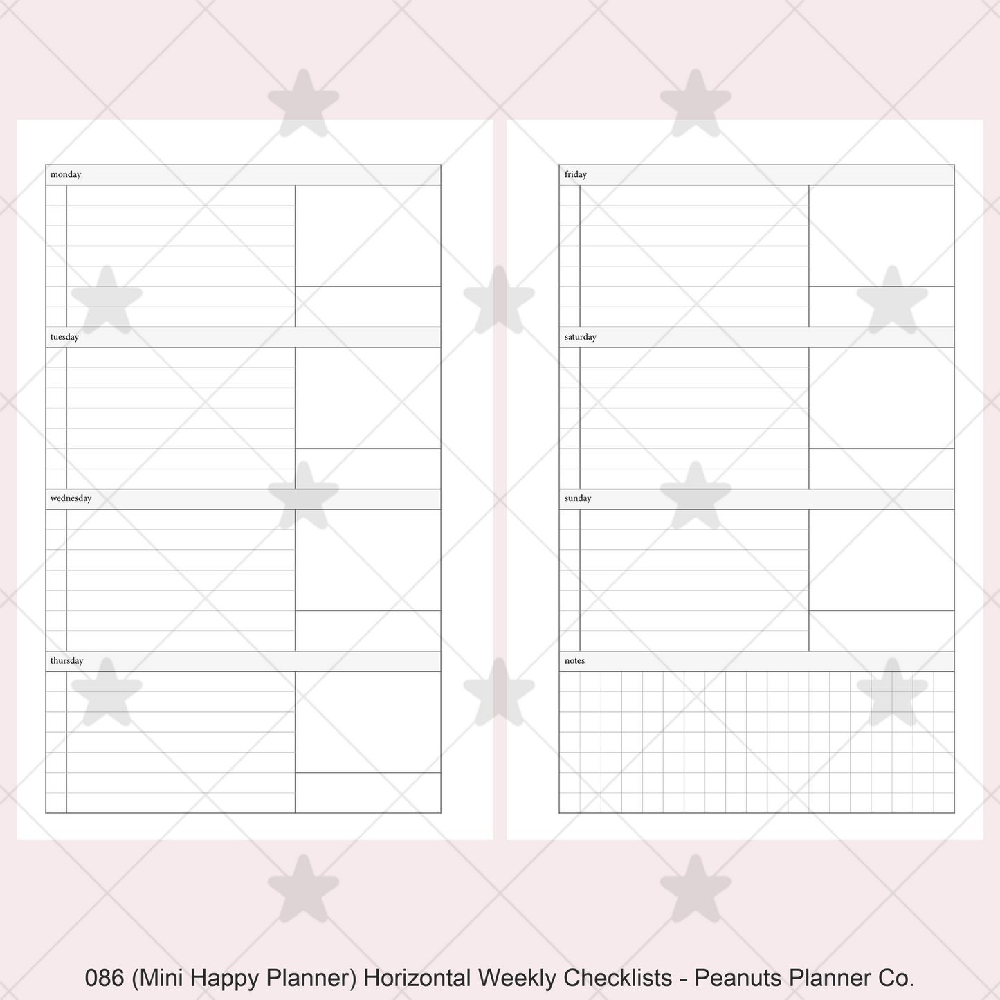 086: Horizontal Weekly Checklist Wo2P