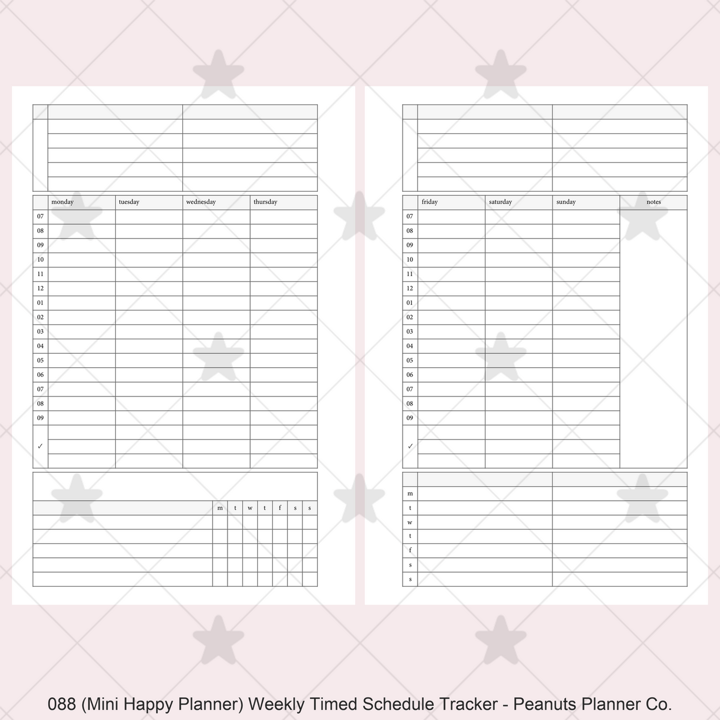 088: Weekly Timed Schedule w/ Categories & Tracker Wo2P