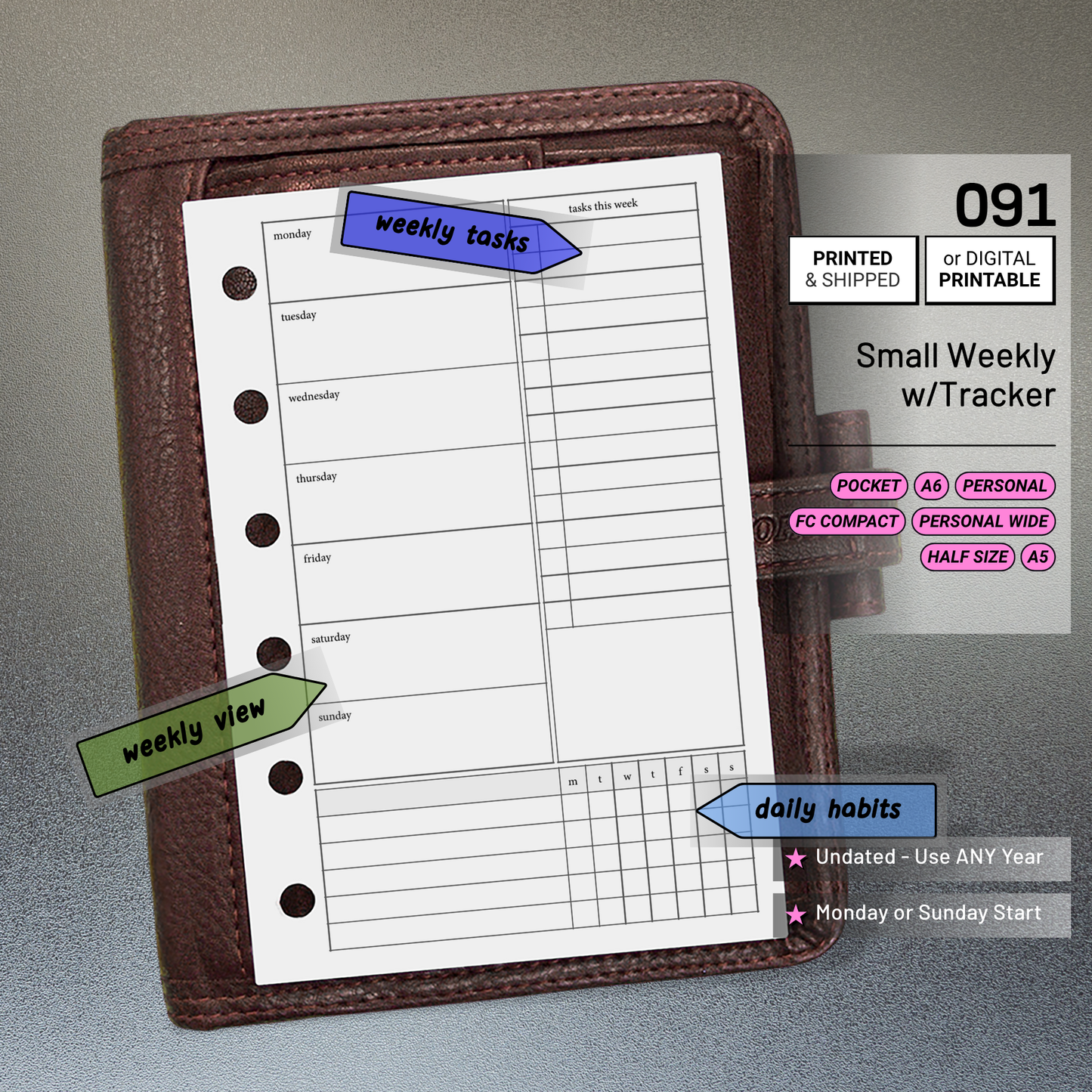 091: Small Weekly w/ Tracker & Tasks Wo1P