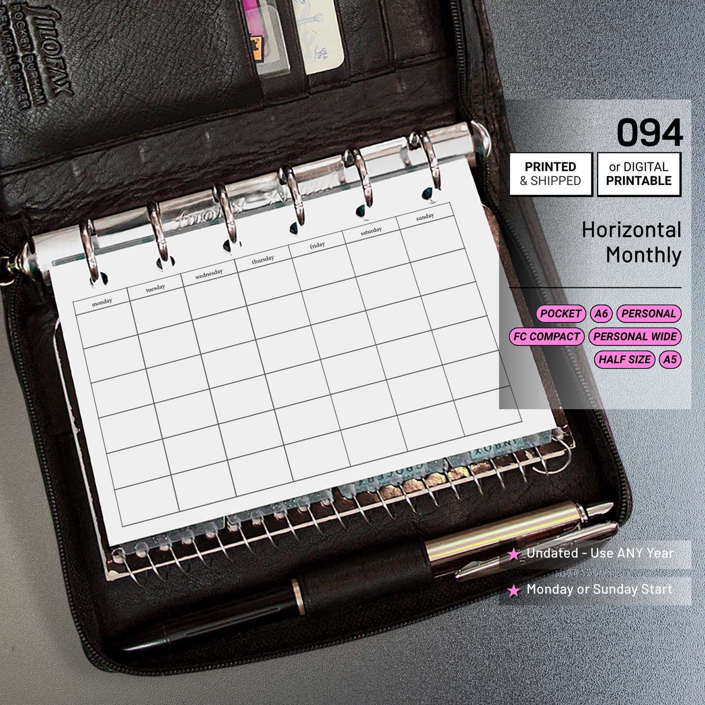 094: Horizontal Monthly Mo1P