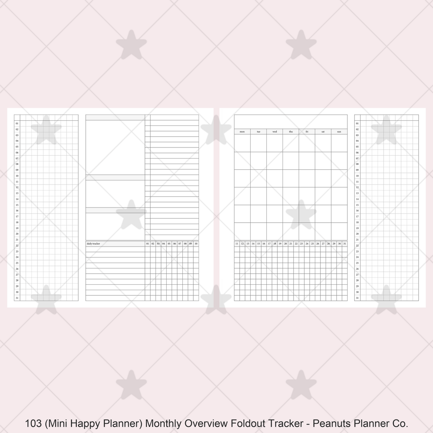 103: Monthly Overview Foldout w/ Tracker Mo2P