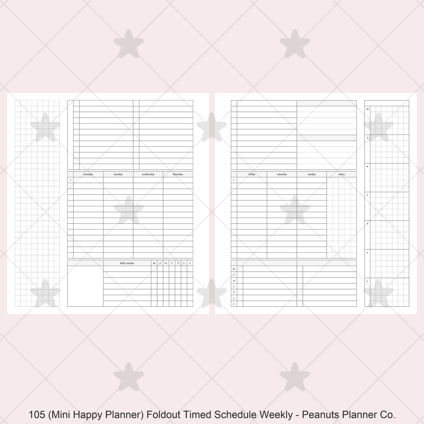 105: Foldout Timed Schedule Weekly Categories w/ Tracker Wo2P