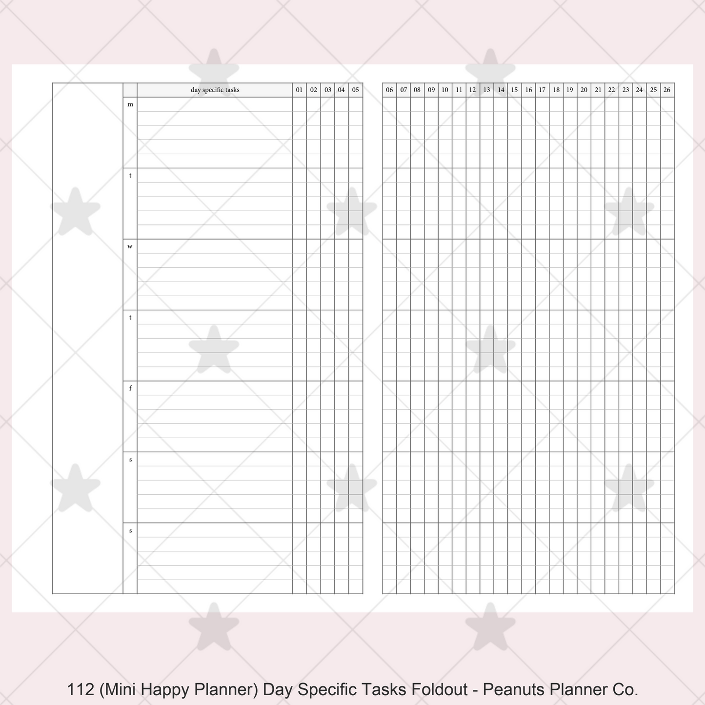 112: Day Specific Tasks Foldout