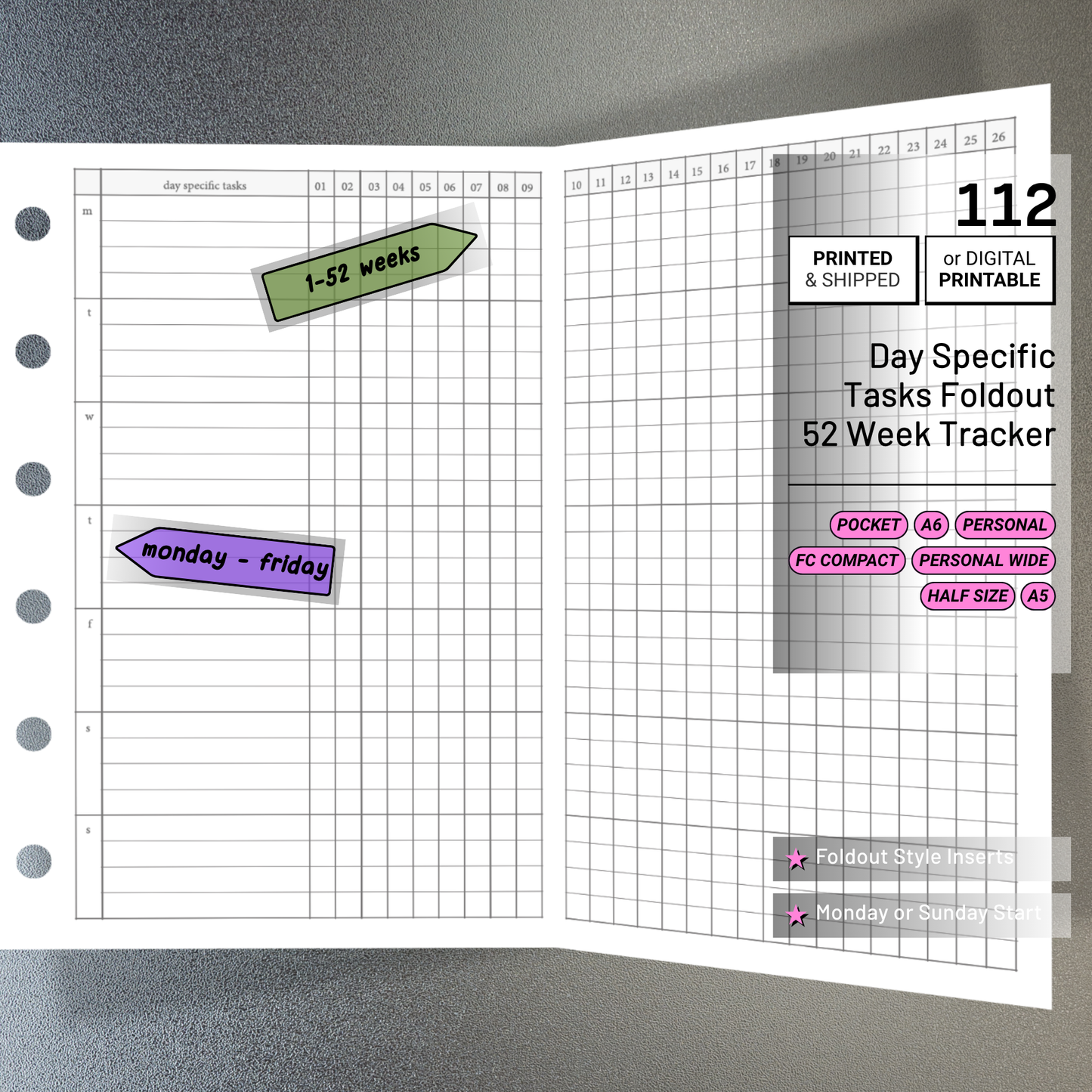 112: Day Specific Tasks Foldout