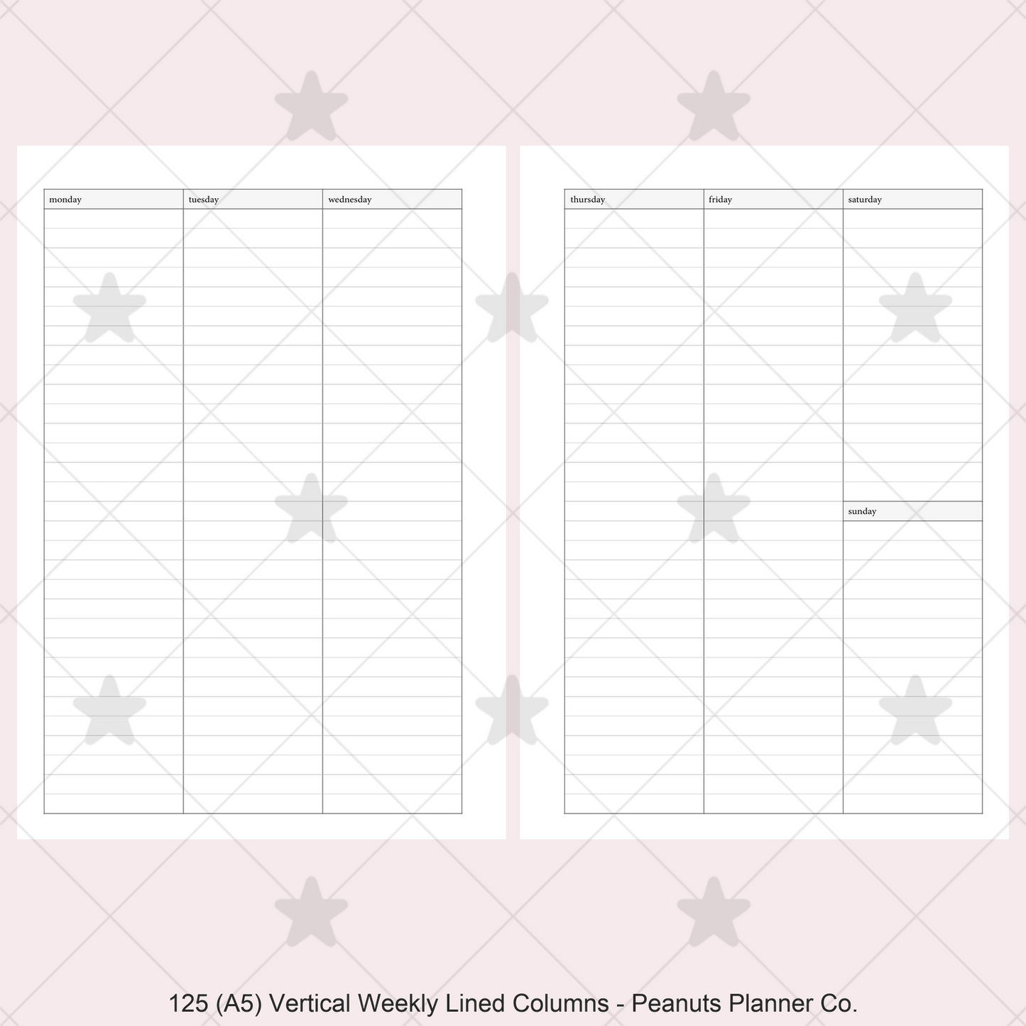 125: Vertical Weekly Lined Columns Wo2P