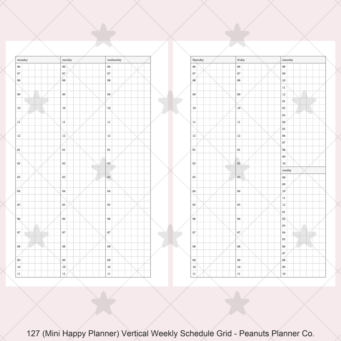 127: Vertical Weekly Timed Schedule Grid Columns Wo2P