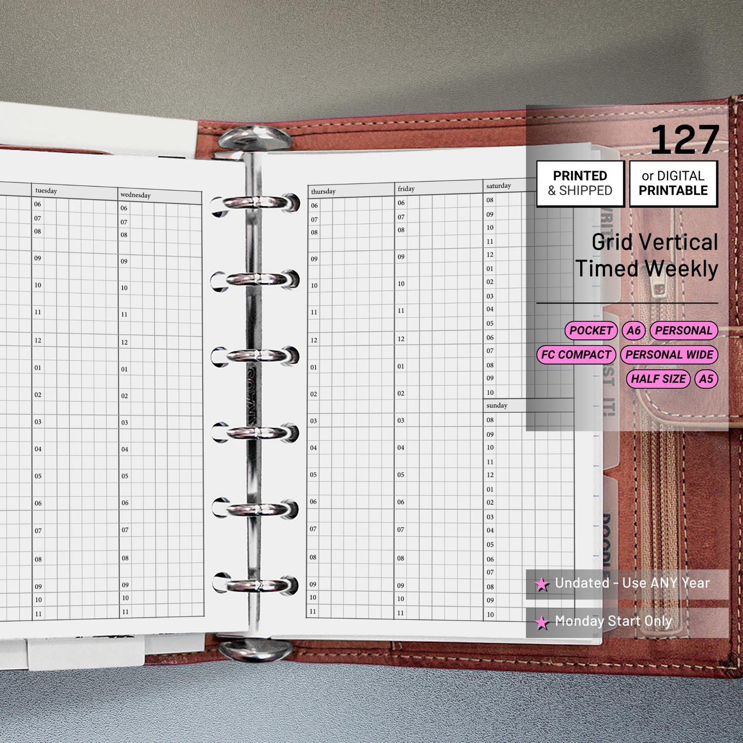 127: Vertical Weekly Timed Schedule Grid Columns Wo2P