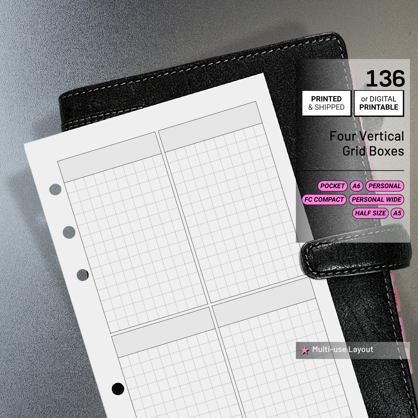 136: Four Vertical Grid Boxes