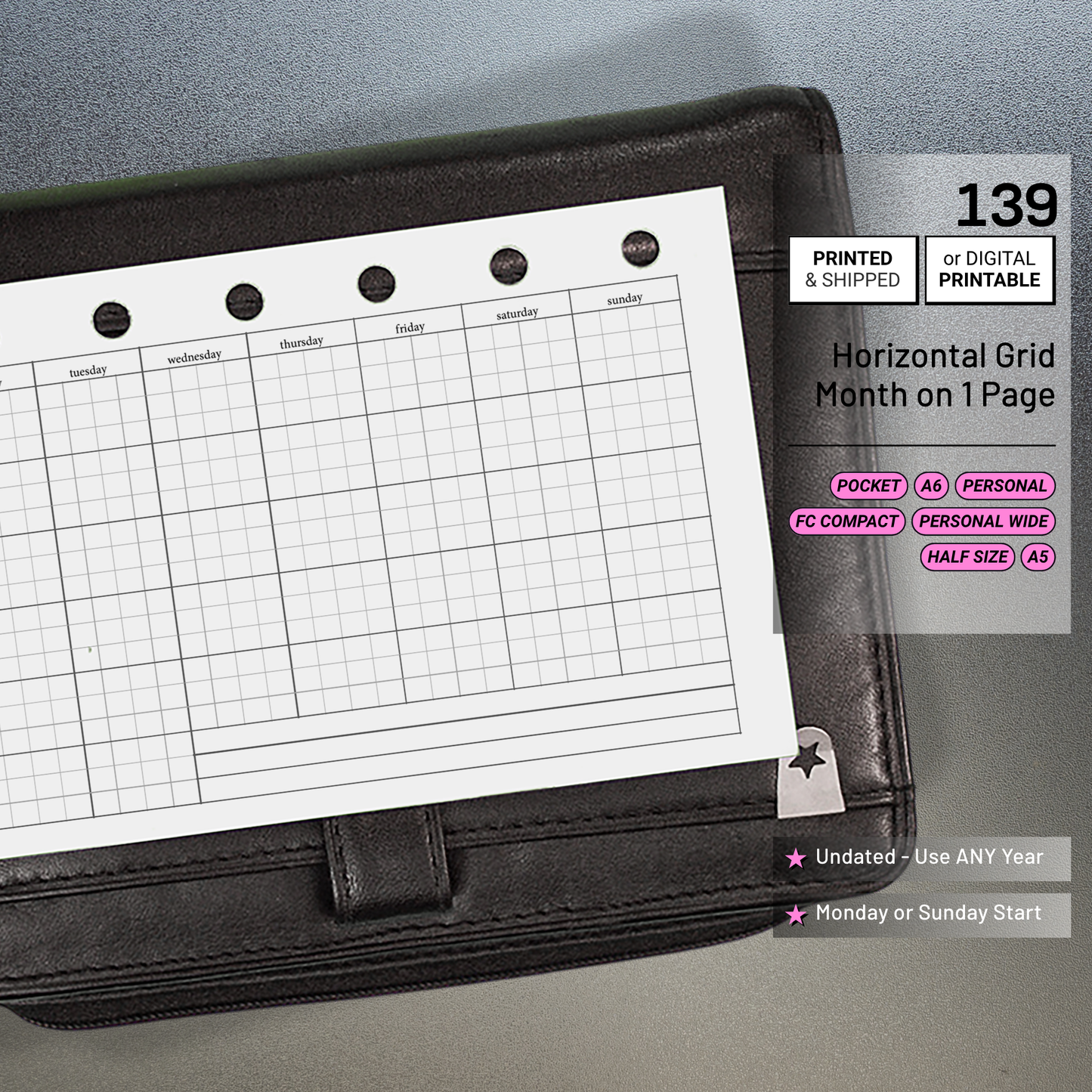 139: Horizontal Monthly Mo1P Grid
