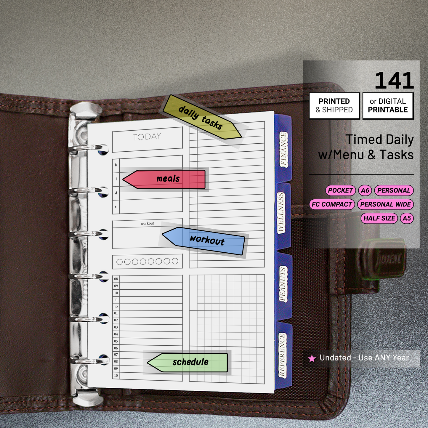 141: Daily Timed Schedule w/ Menu & Tasks
