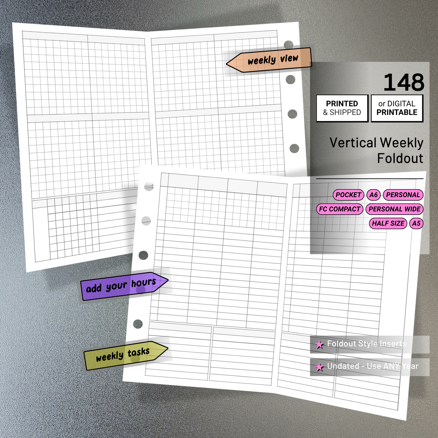 148: Foldout Vertical Weekly Timed Tasks Habit Tracking