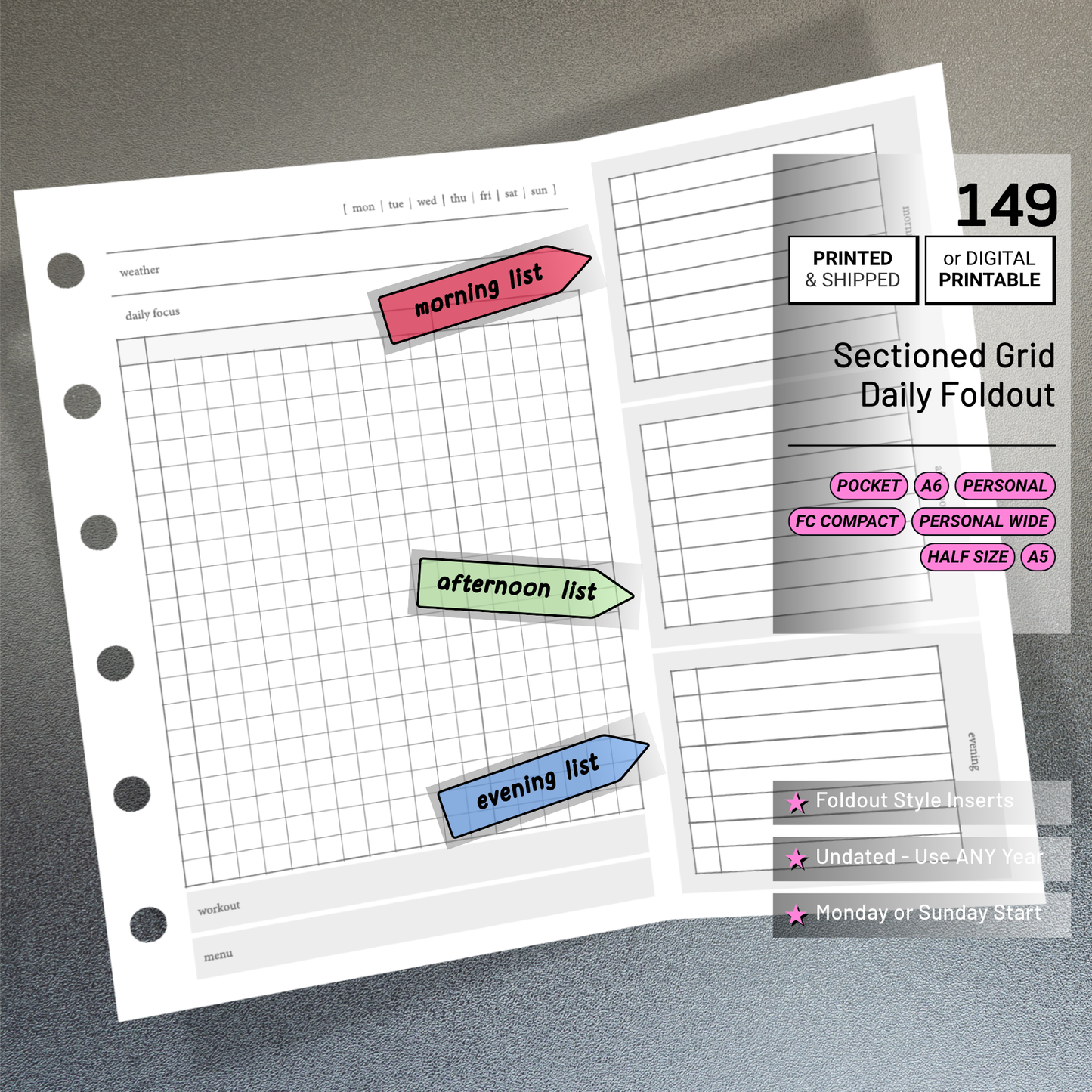 149: Foldout Grid Daily Morning Afternoon Evening Do1P