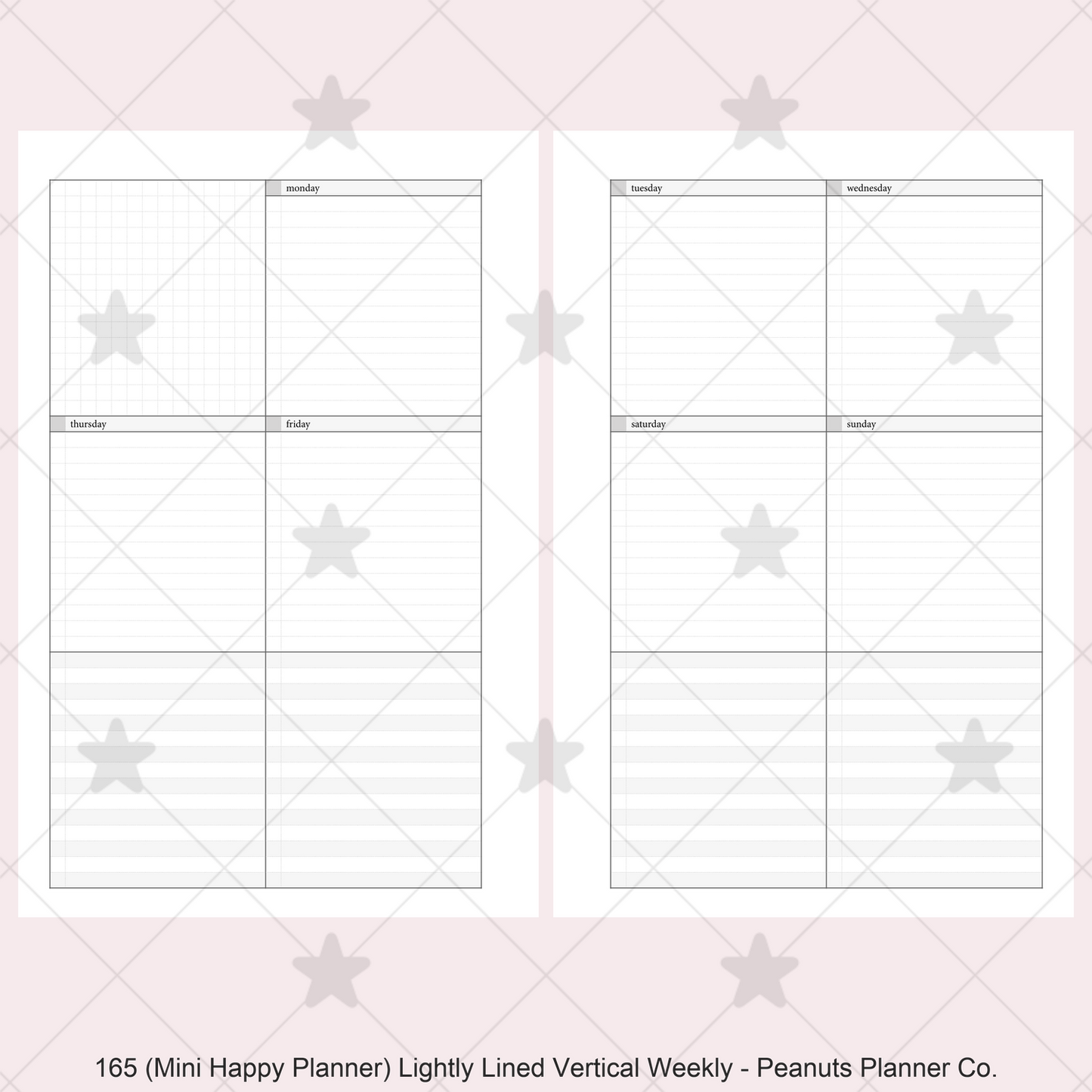 165: Lightly Lined Vertical Weekly Wo2P w/ Tasks & Notes