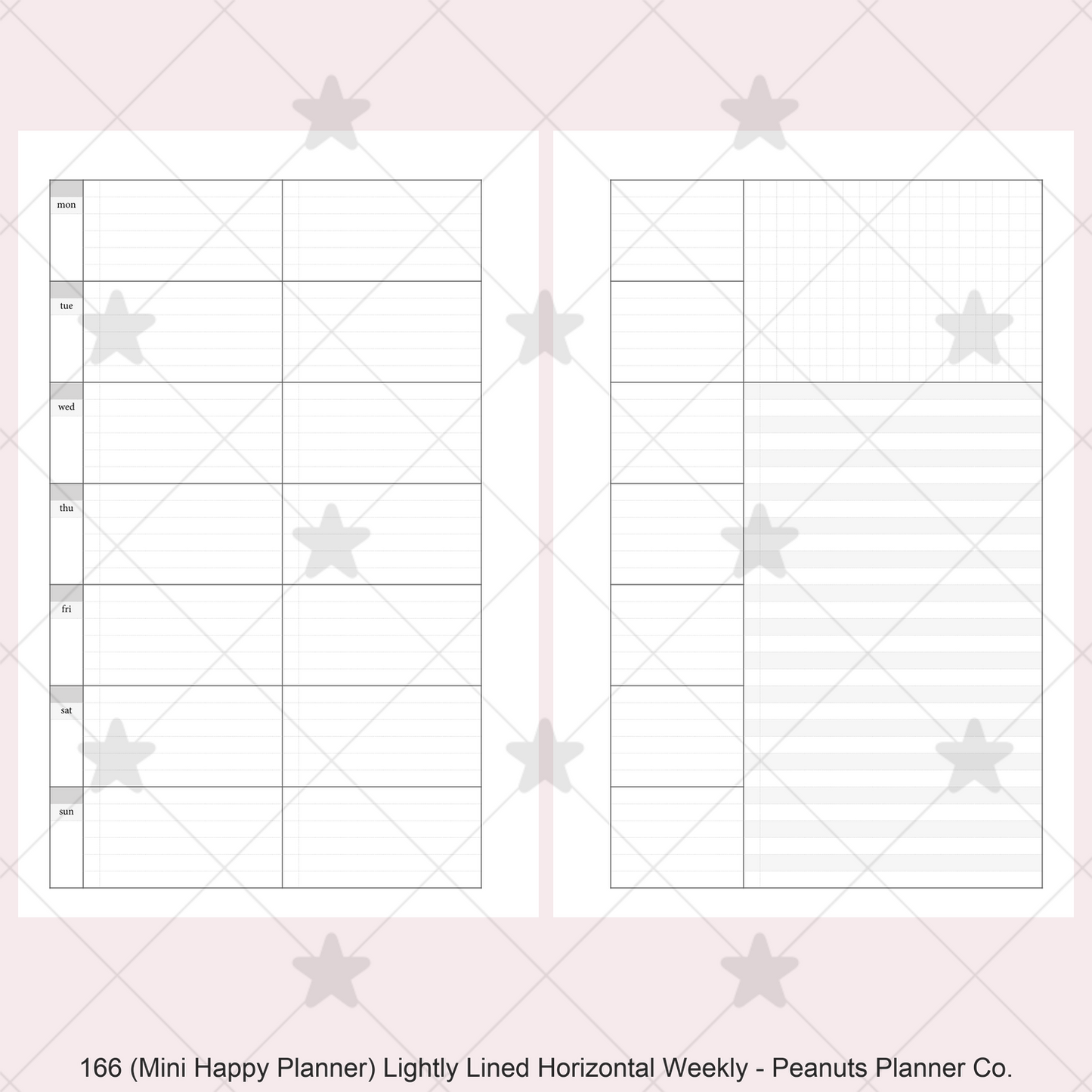166: Lightly Lined Sectioned Horizontal Weekly Wo1P Wo2P w/ Running Tasks List & Notes