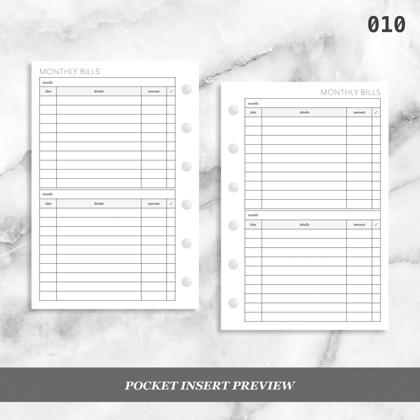 010: Monthly Bills 2PP