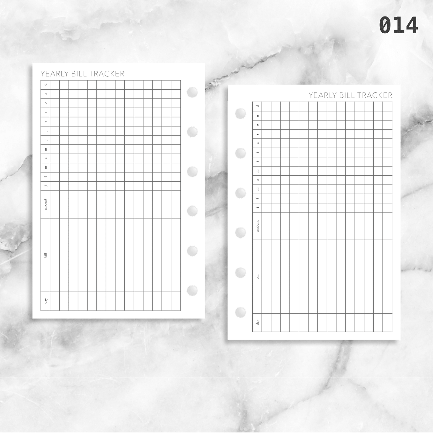 014: Yearly Bill Tracker