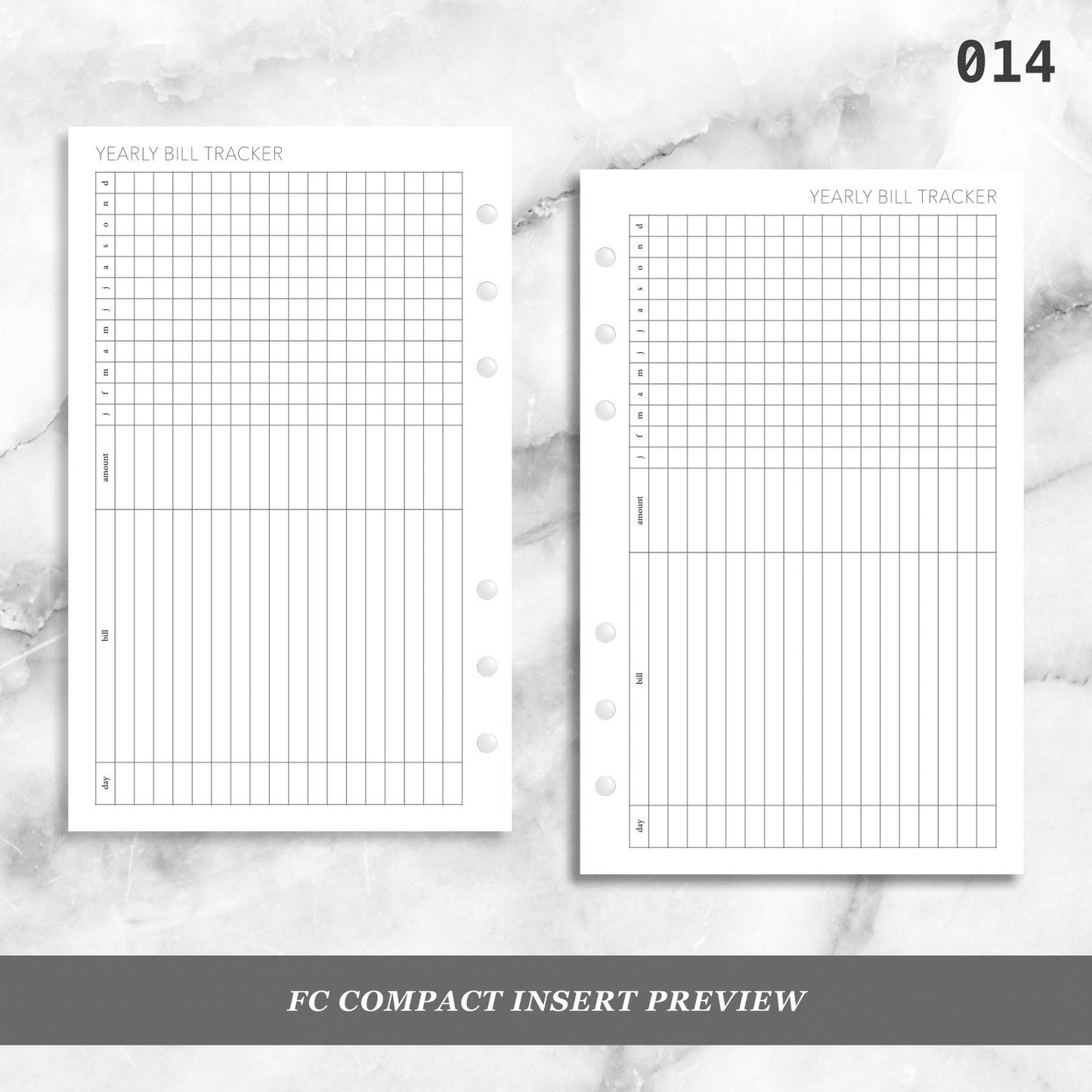 014: Yearly Bill Tracker