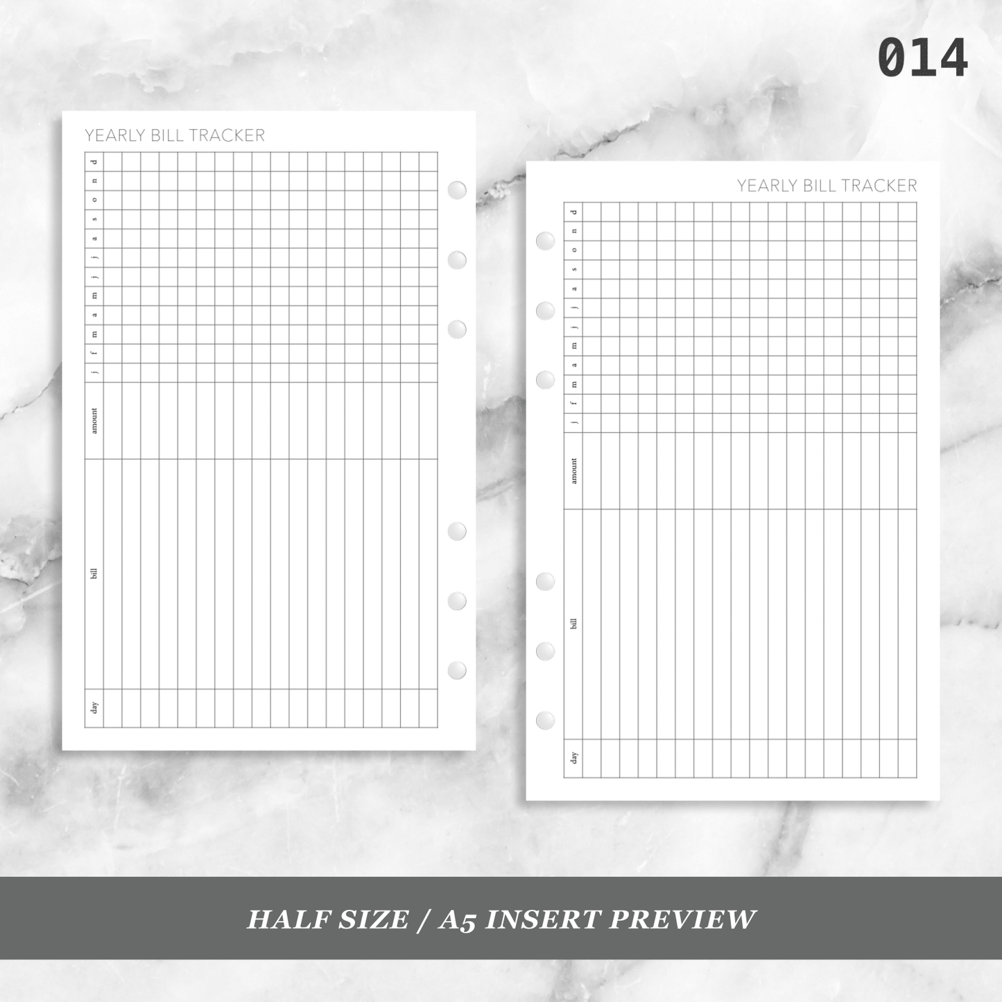 014: Yearly Bill Tracker