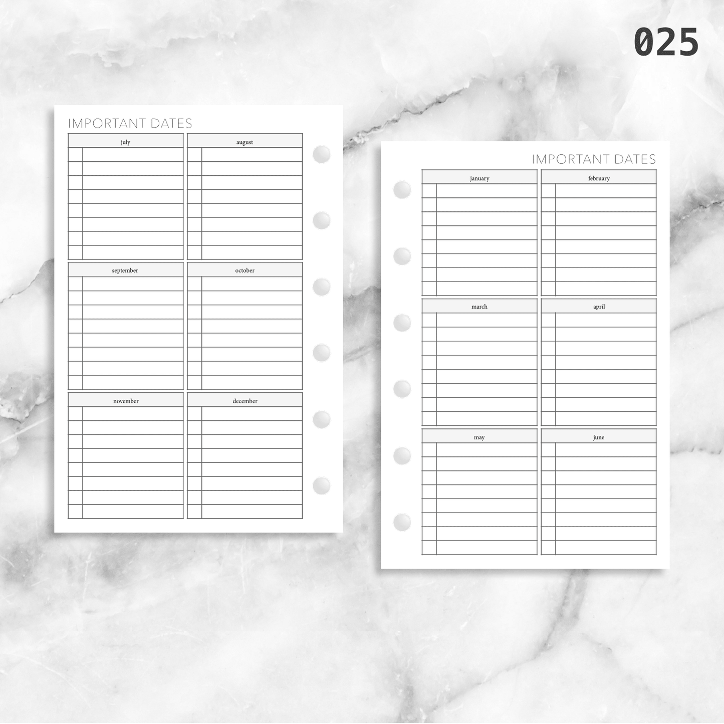 025: Important Dates