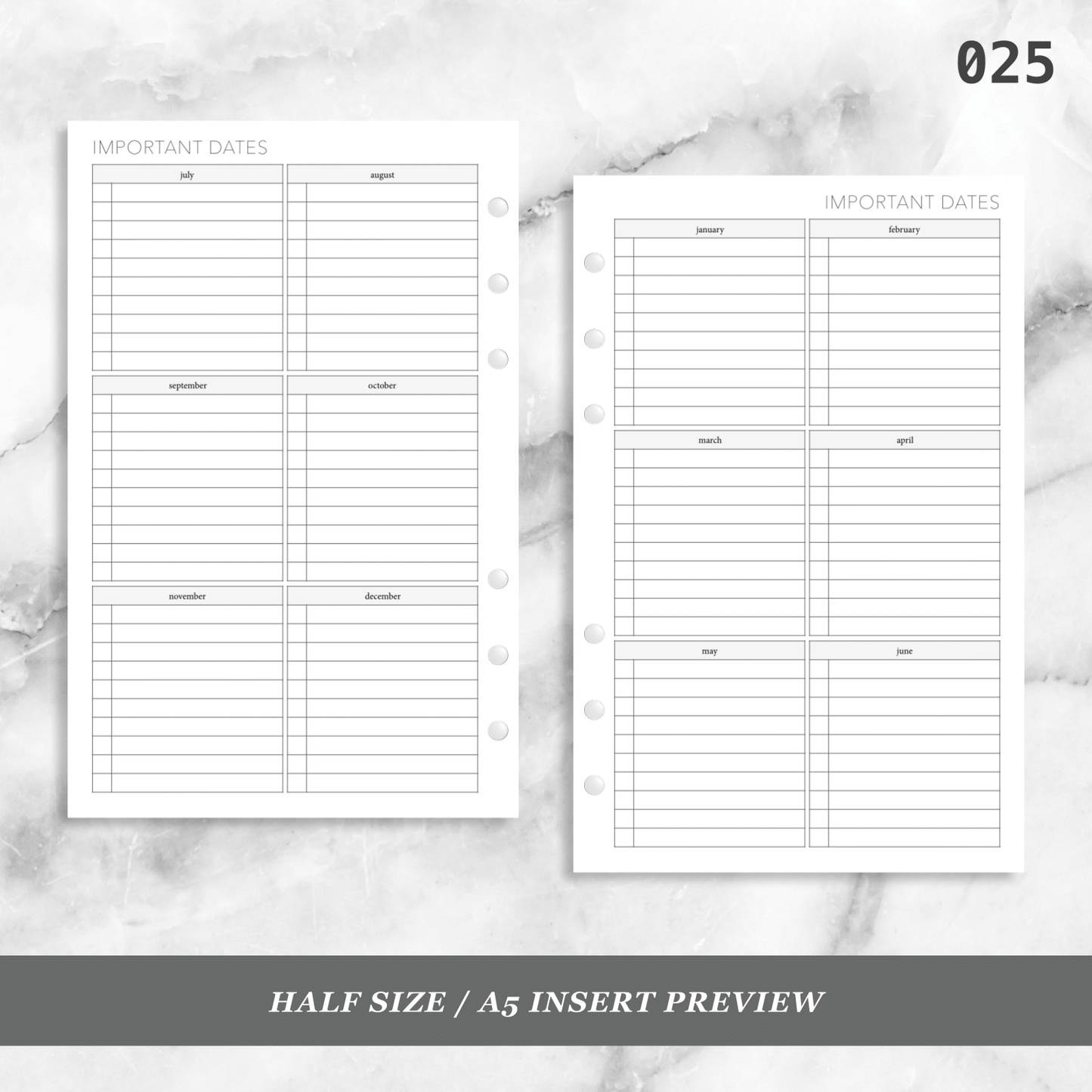 025: Important Dates