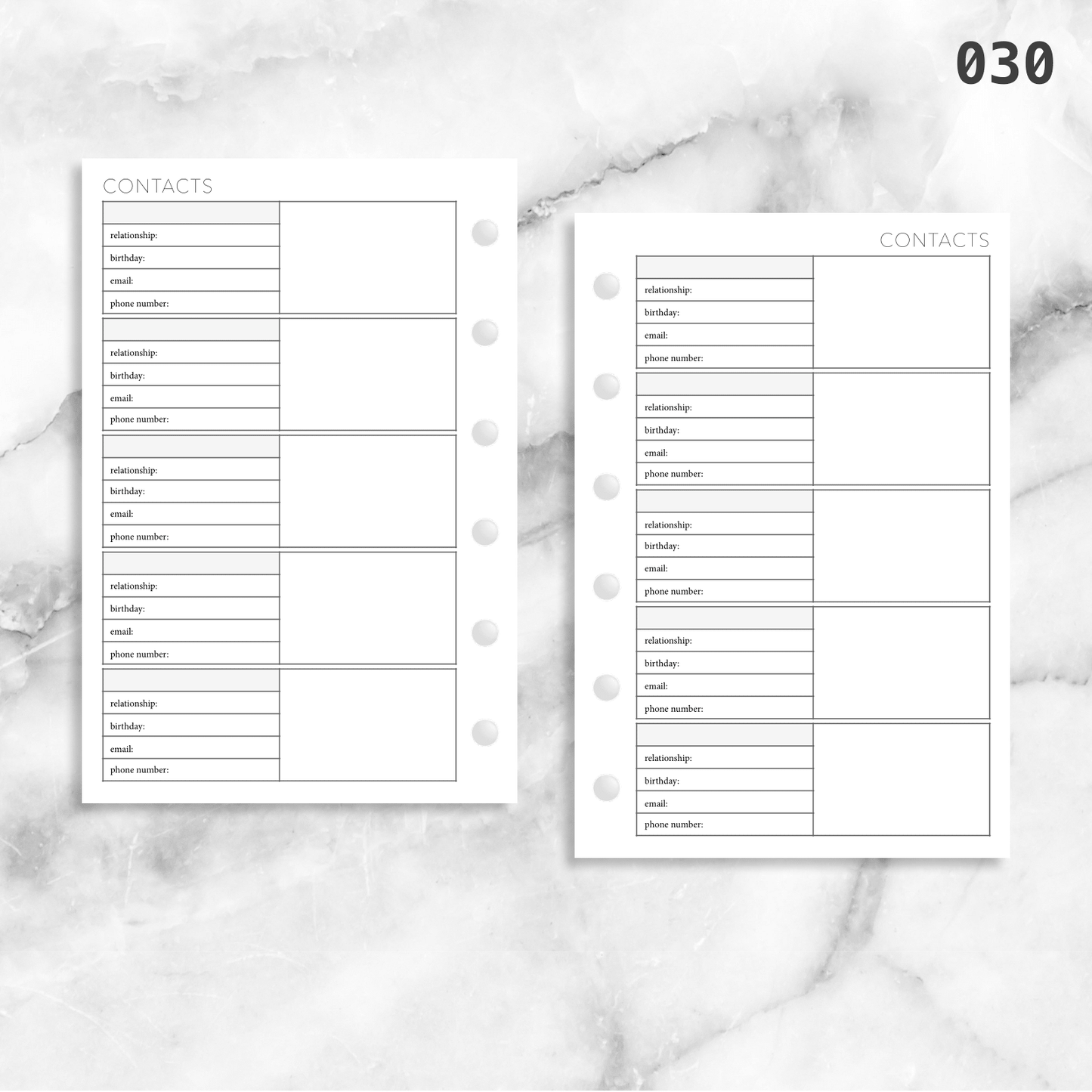 030: Contacts