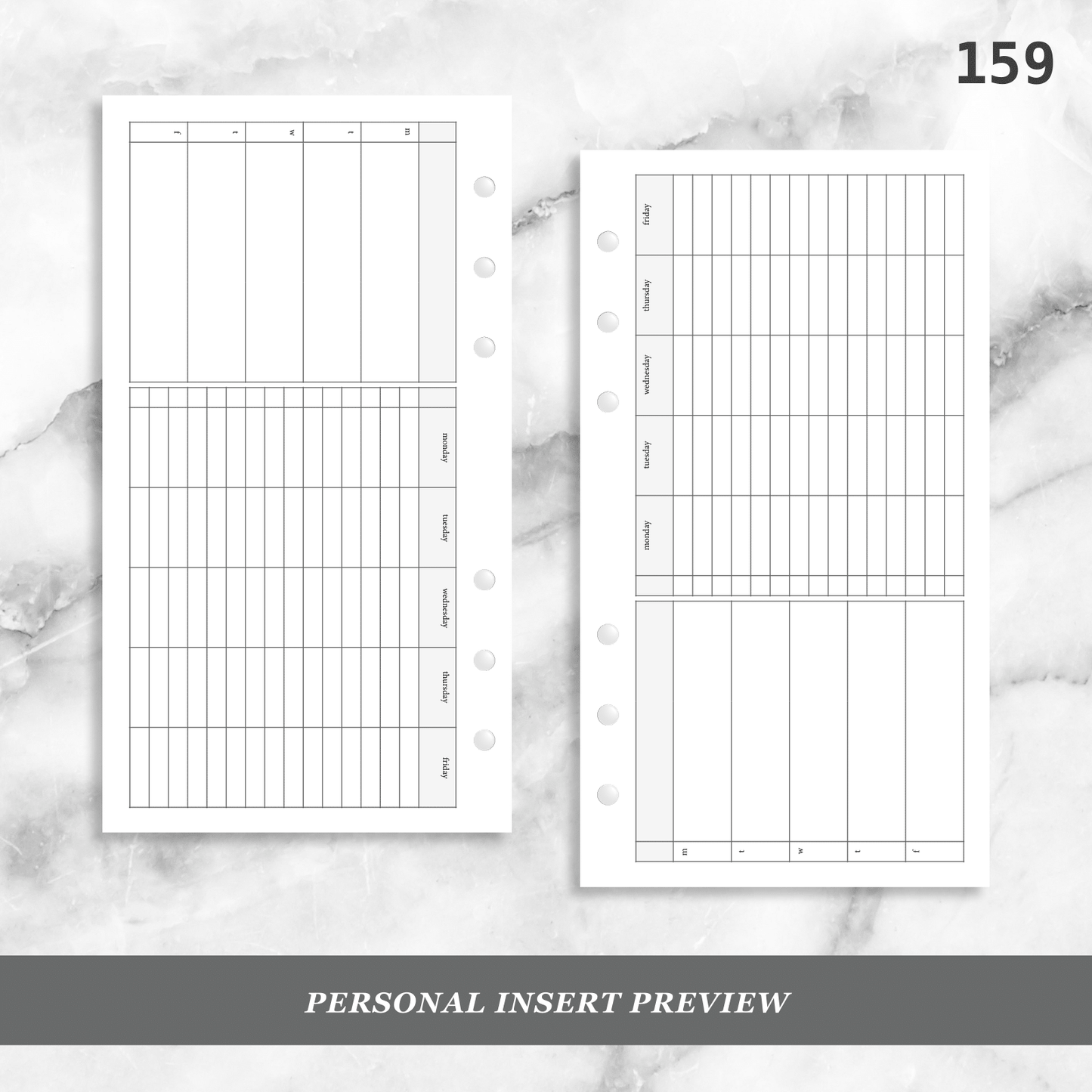 159: Weekday Monday Friday Schedule Horizontal