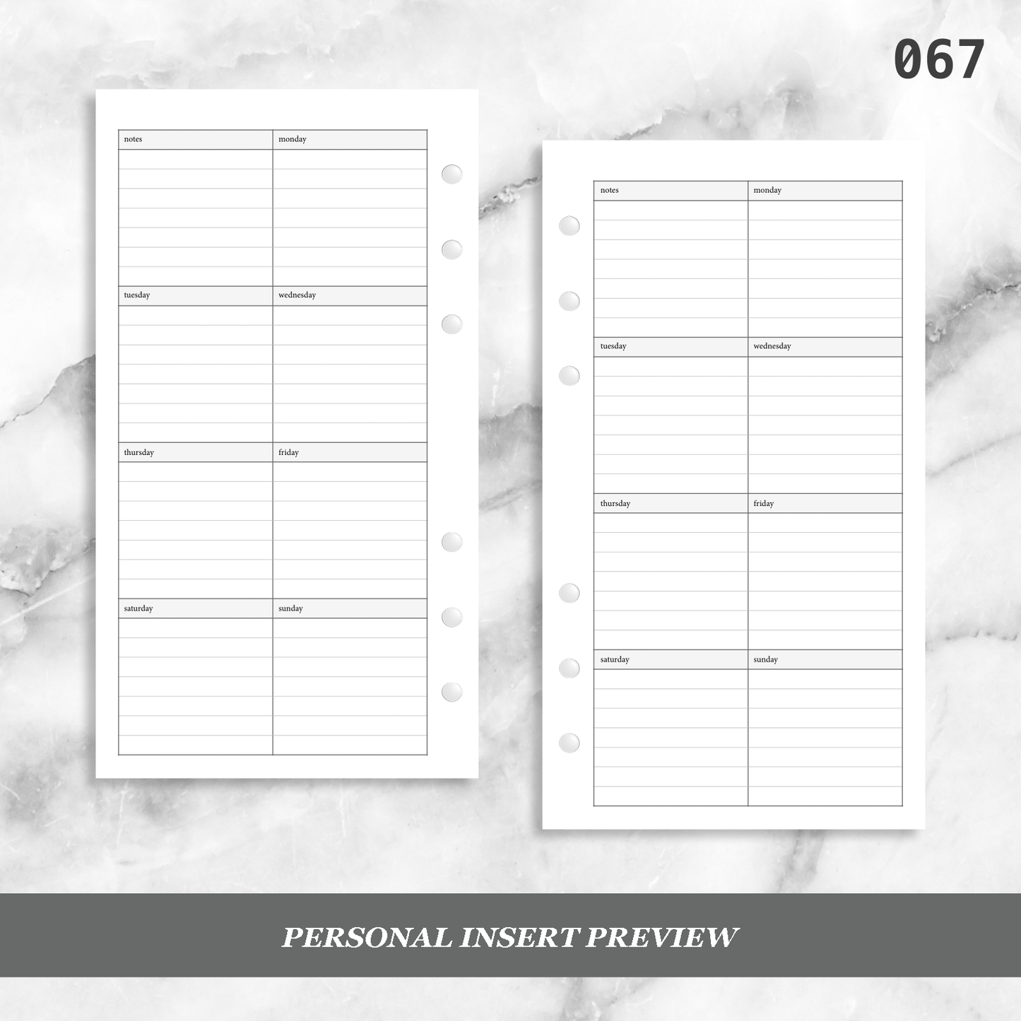 067: Vertical Lined Weekly Wo1P