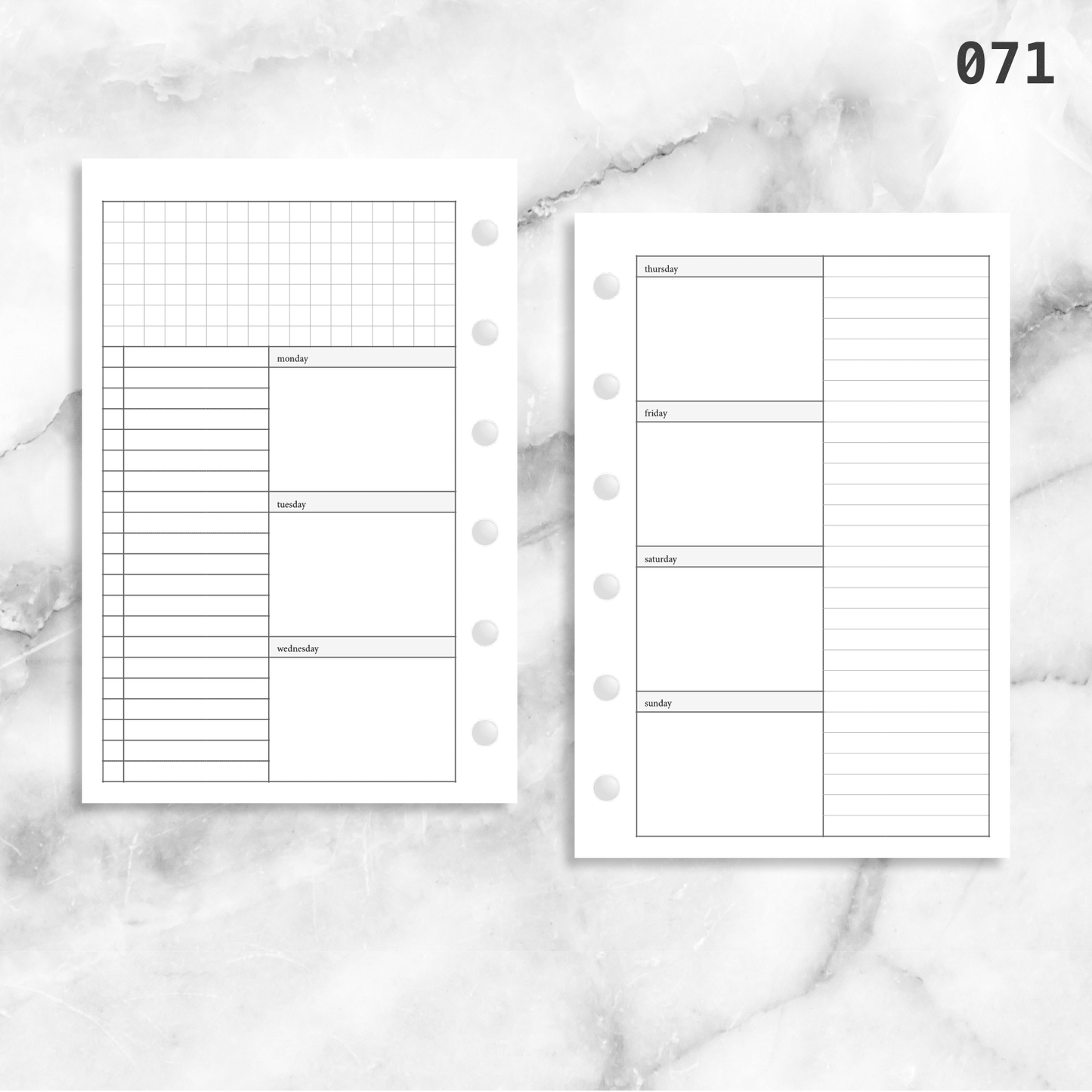 071: Vertical Weekly Lined Column Wo2P