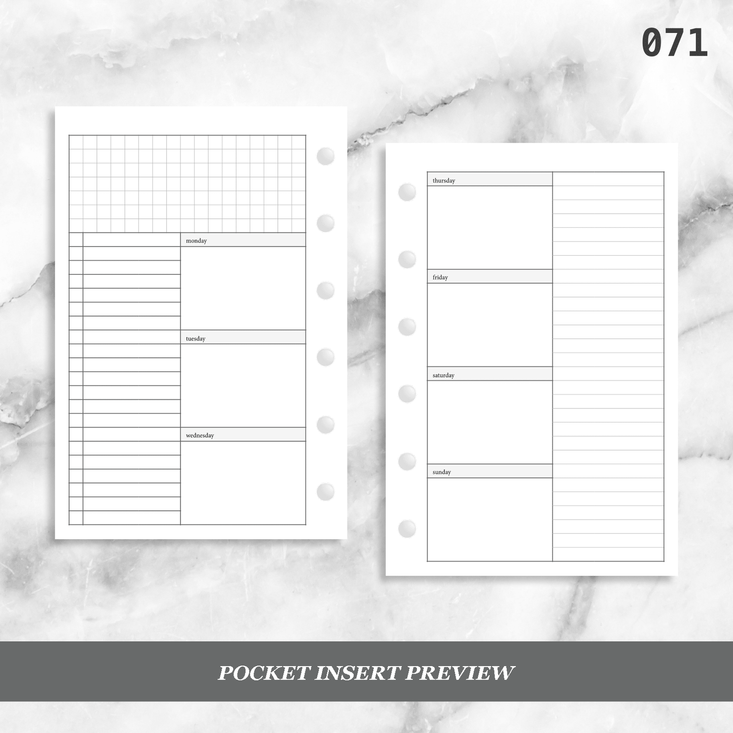 071: Vertical Weekly Lined Column Wo2P