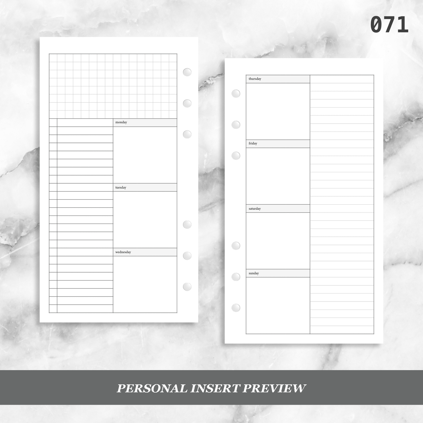 071: Vertical Weekly Lined Column Wo2P