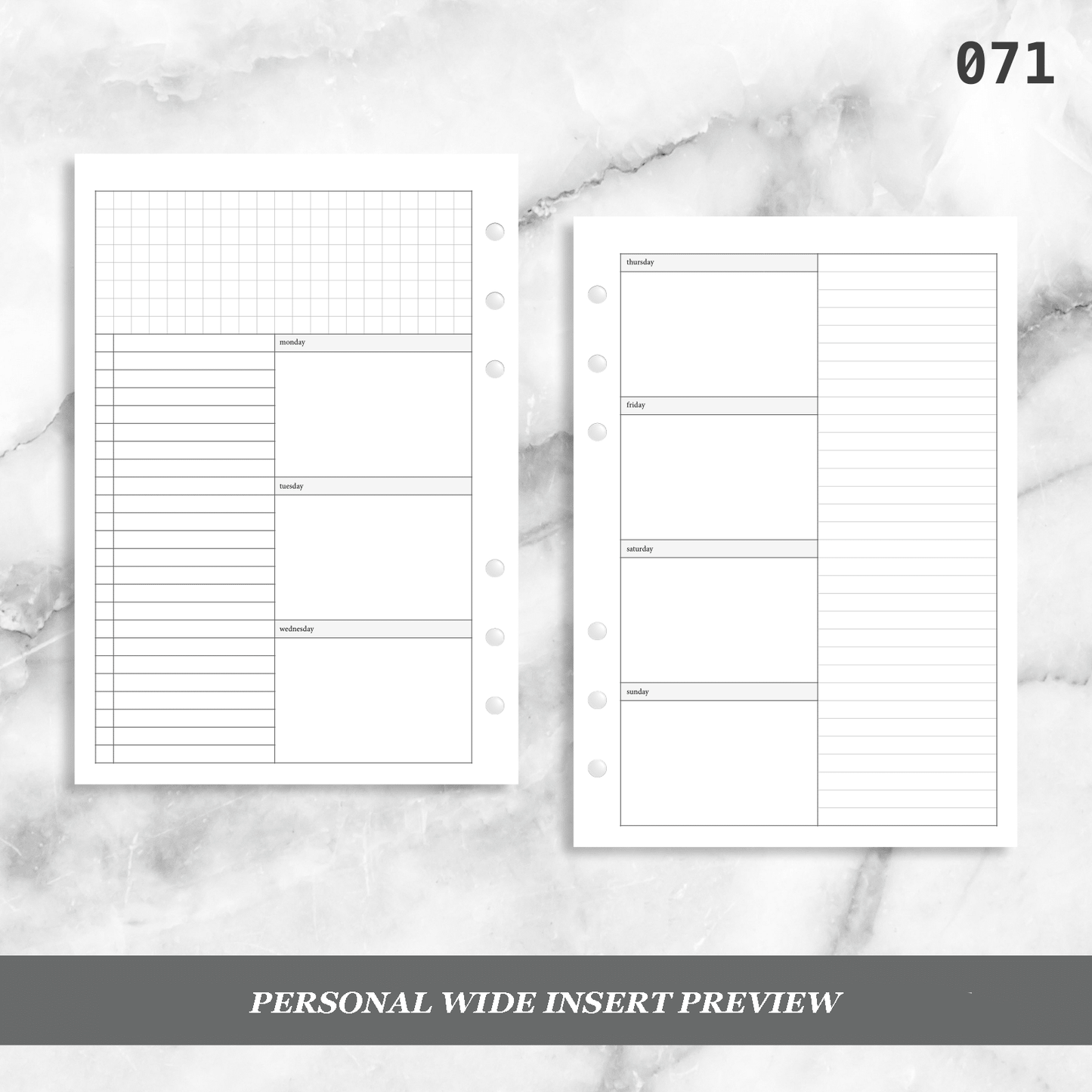 071: Vertical Weekly Lined Column Wo2P
