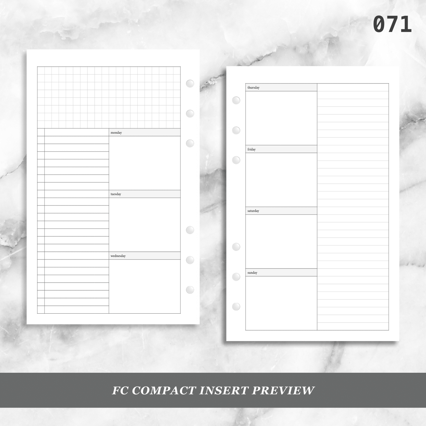 071: Vertical Weekly Lined Column Wo2P