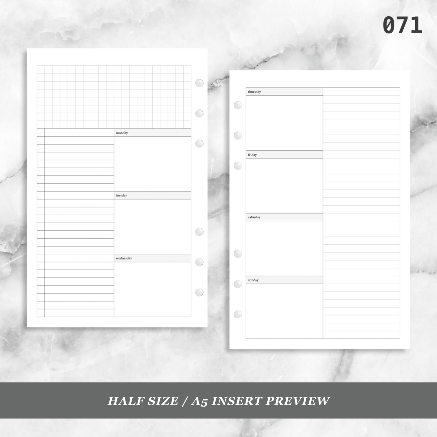 071: Vertical Weekly Lined Column Wo2P
