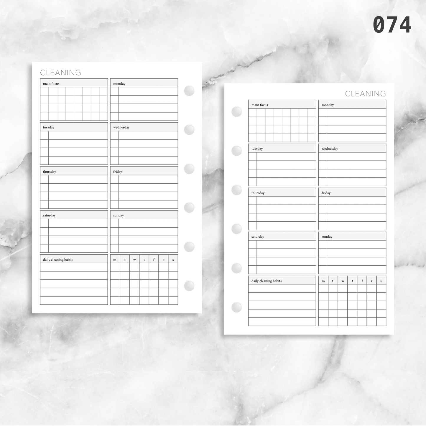 074: Weekly Cleaning Plan w/ Tracker