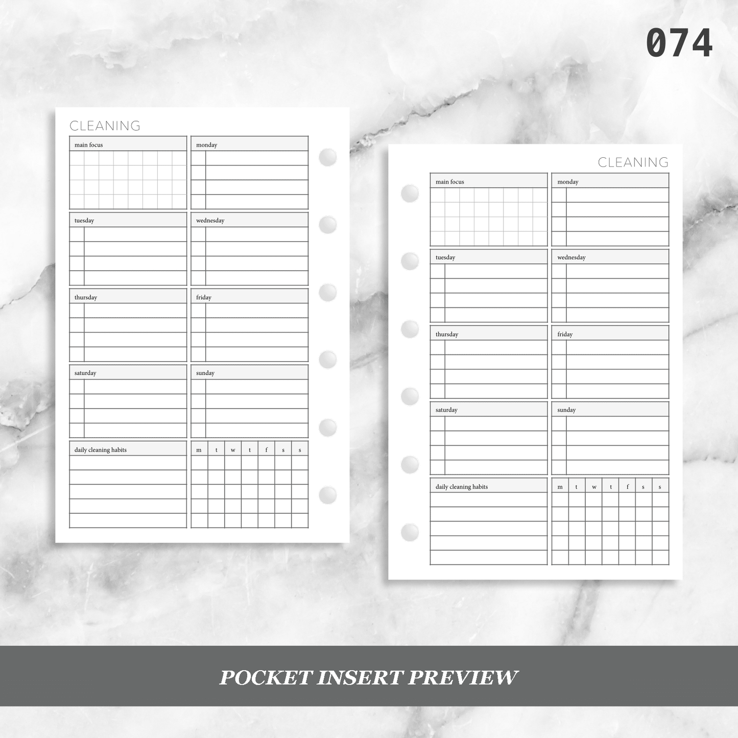 074: Weekly Cleaning Plan w/ Tracker