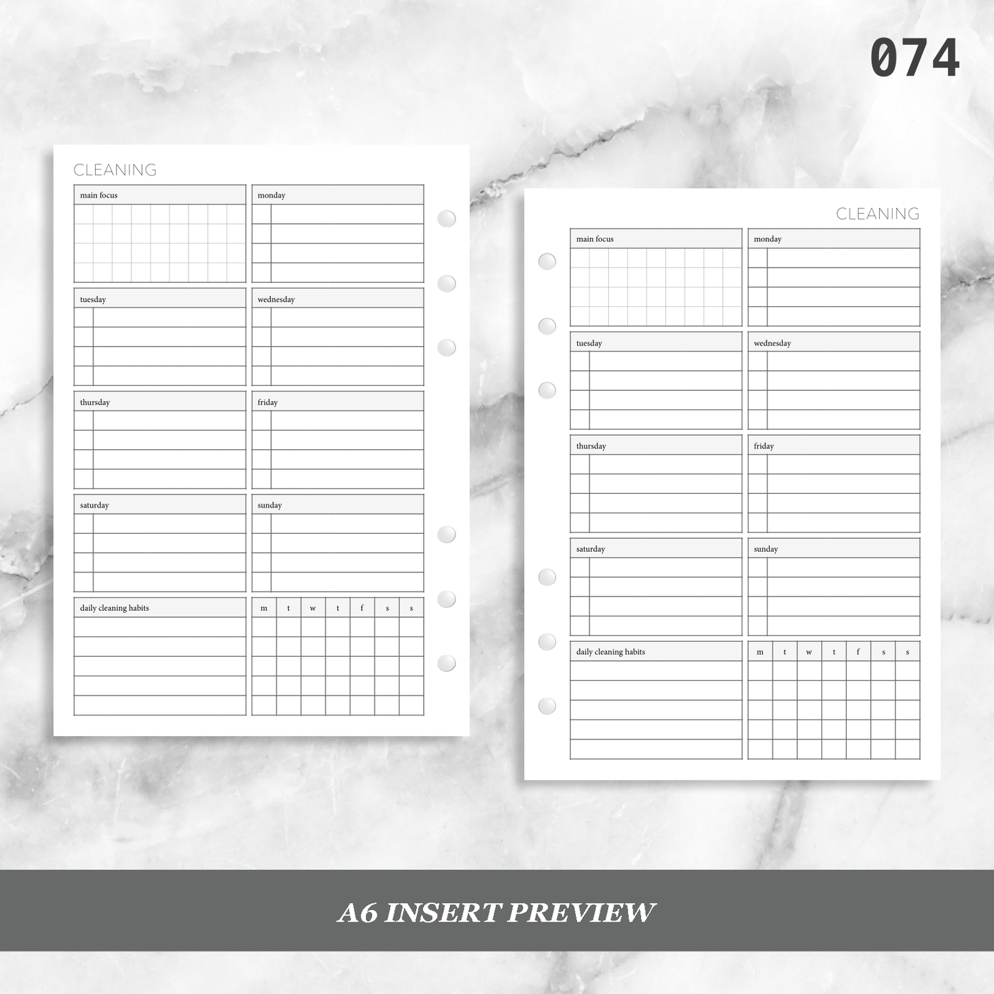074: Weekly Cleaning Plan w/ Tracker
