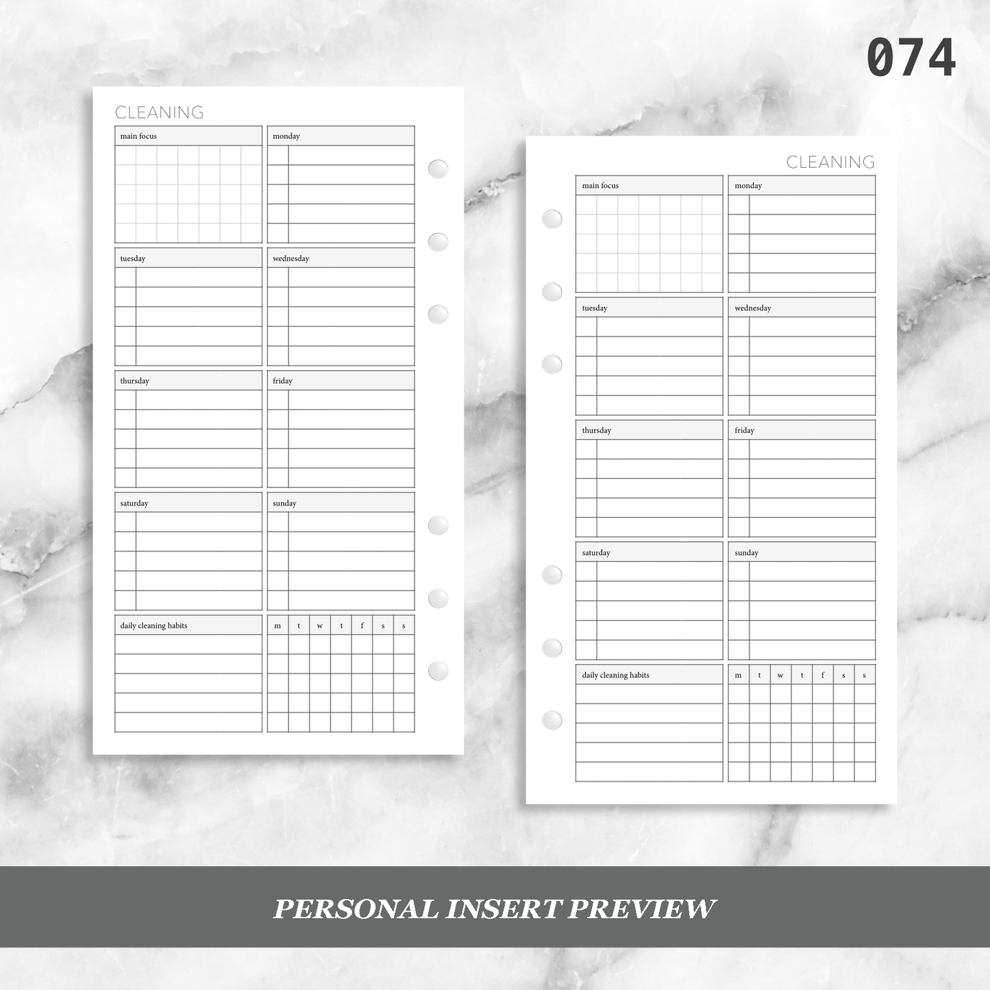 074: Weekly Cleaning Plan w/ Tracker