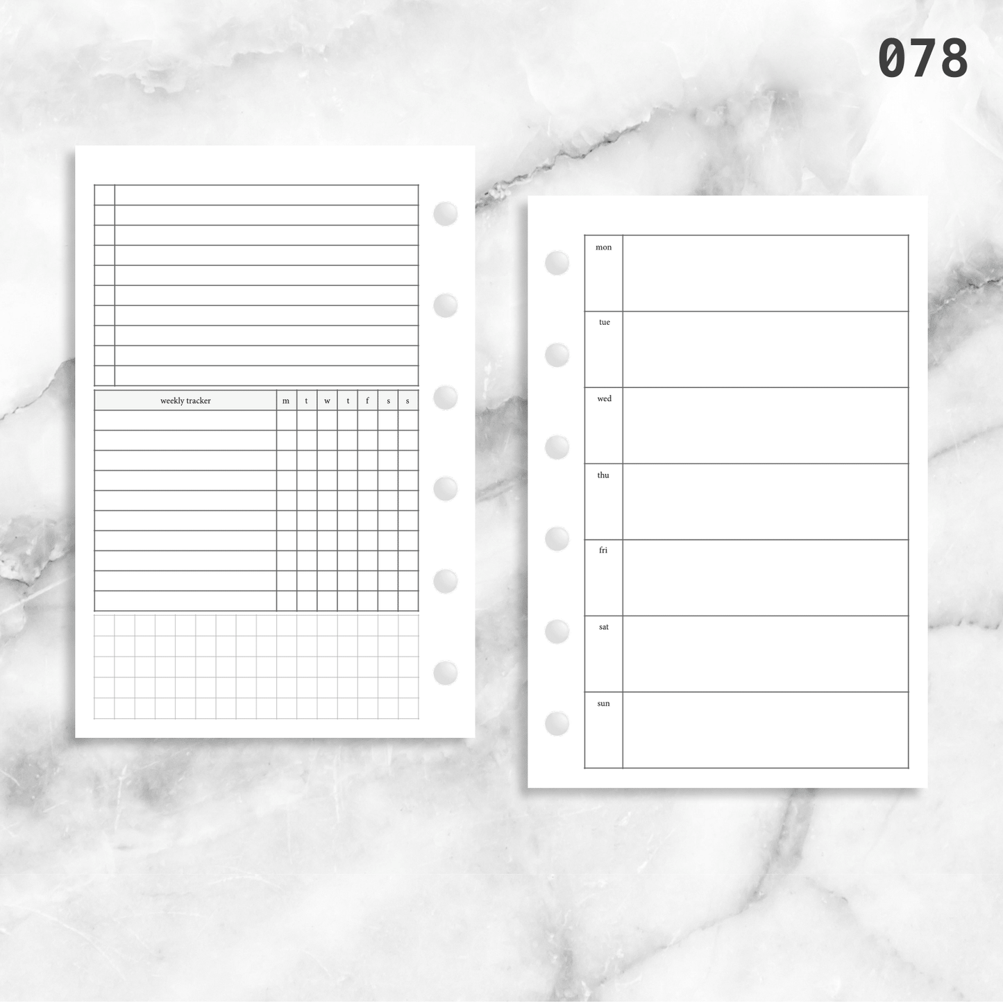 078: Horizontal Weekly w/ Tracker & Tasks