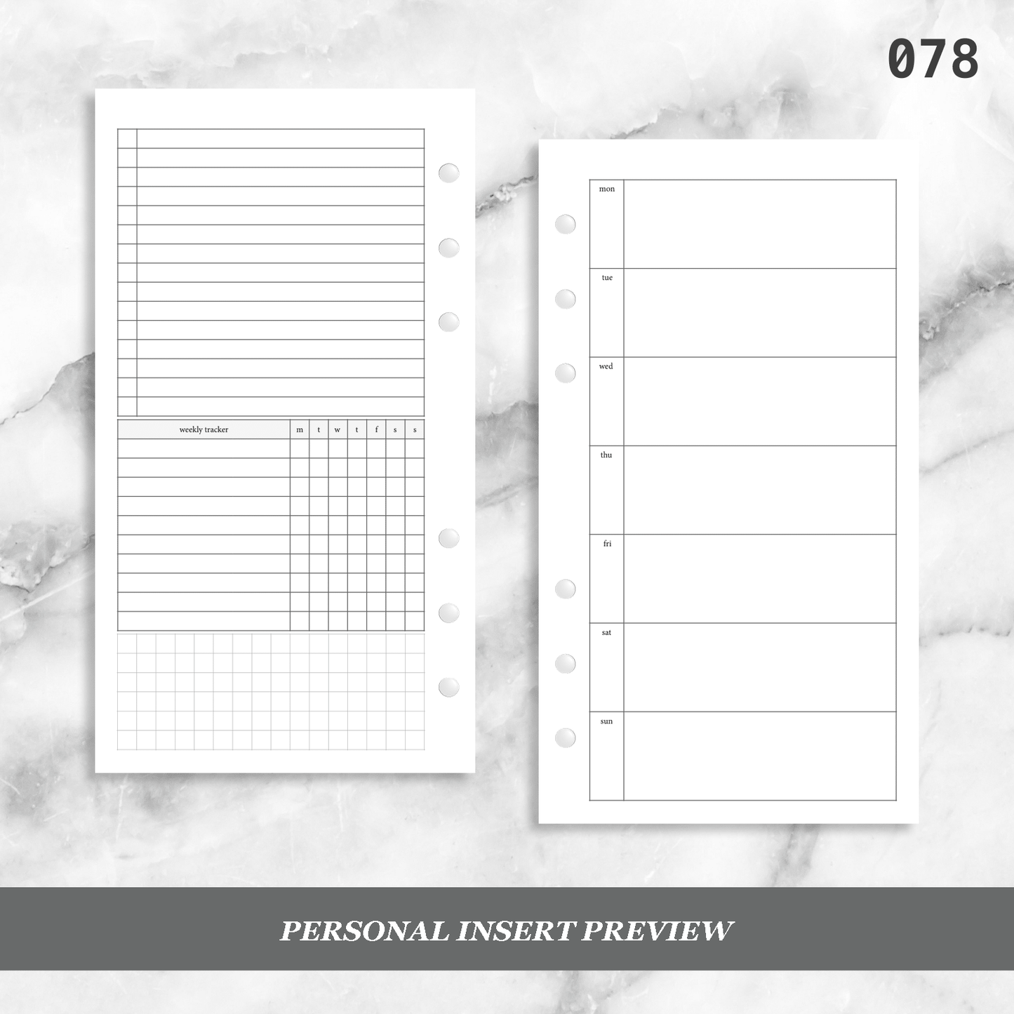 078: Horizontal Weekly w/ Tracker & Tasks