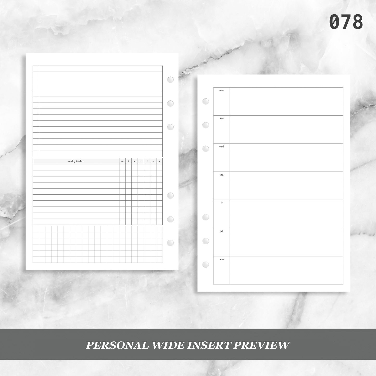078: Horizontal Weekly w/ Tracker & Tasks