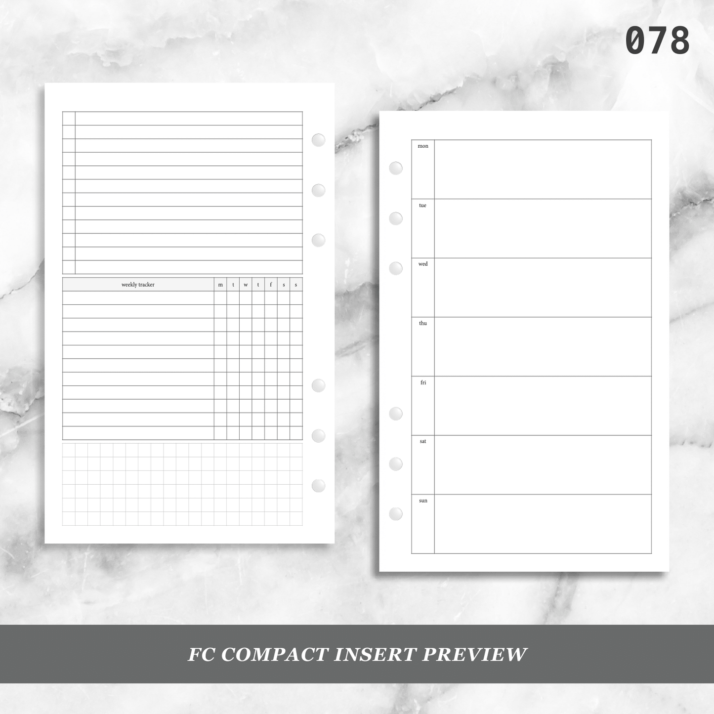 078: Horizontal Weekly w/ Tracker & Tasks
