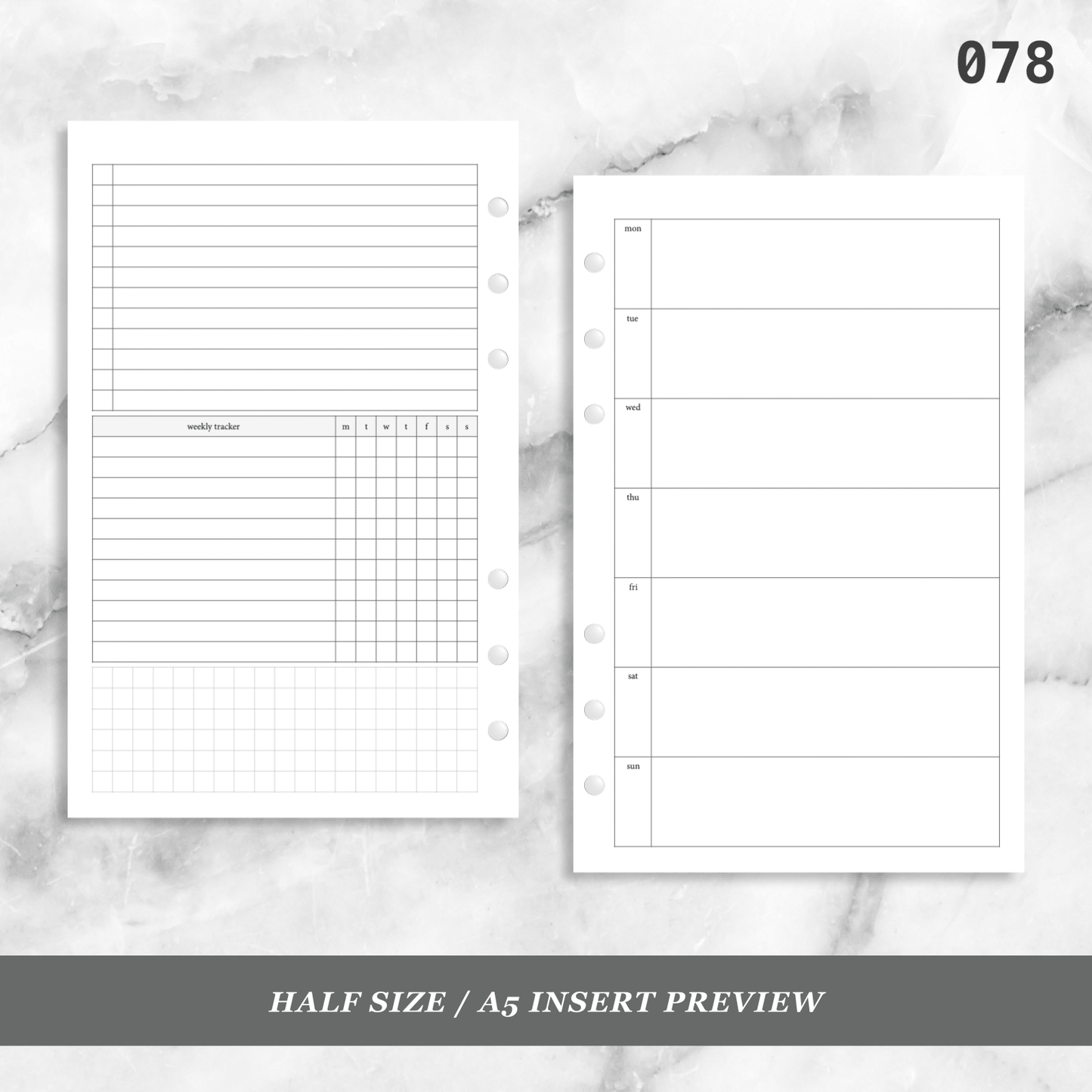 078: Horizontal Weekly w/ Tracker & Tasks