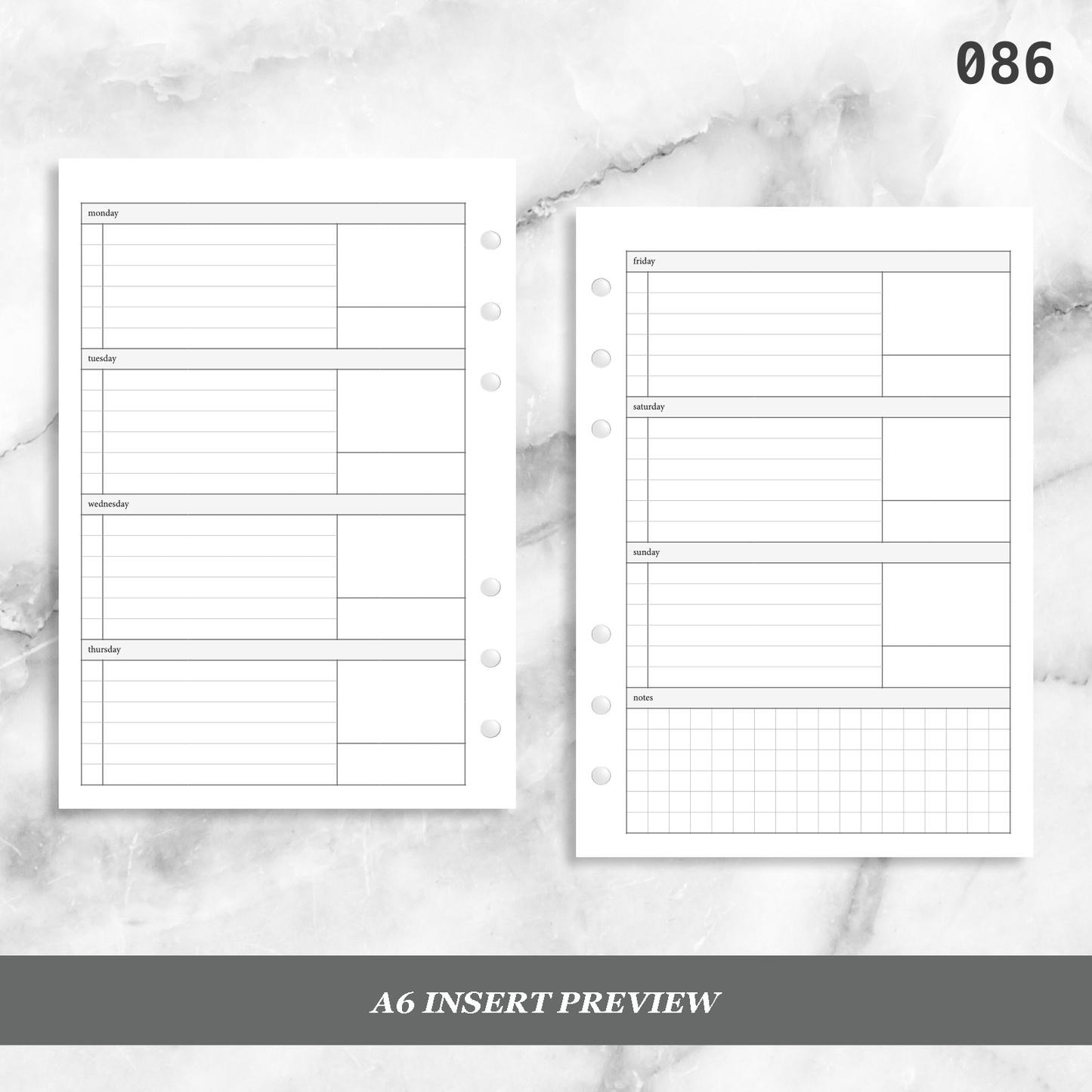 086: Horizontal Weekly Checklist Wo2P