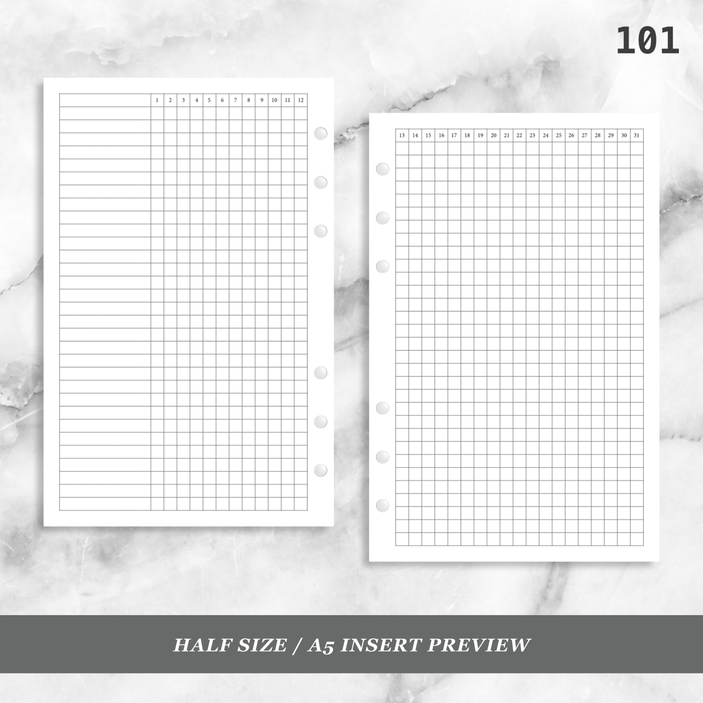 101: Monthly Daily Habit Tracker Mo2P